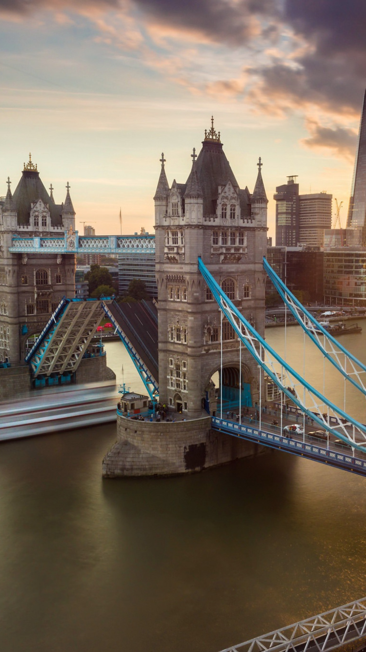 Bridge Over River Near City Buildings During Night Time. Wallpaper in 750x1334 Resolution
