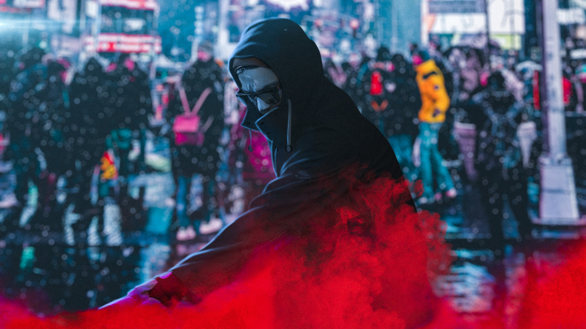 Personne en Hijab Noir et Robe Rouge. Wallpaper in 1920x1080 Resolution