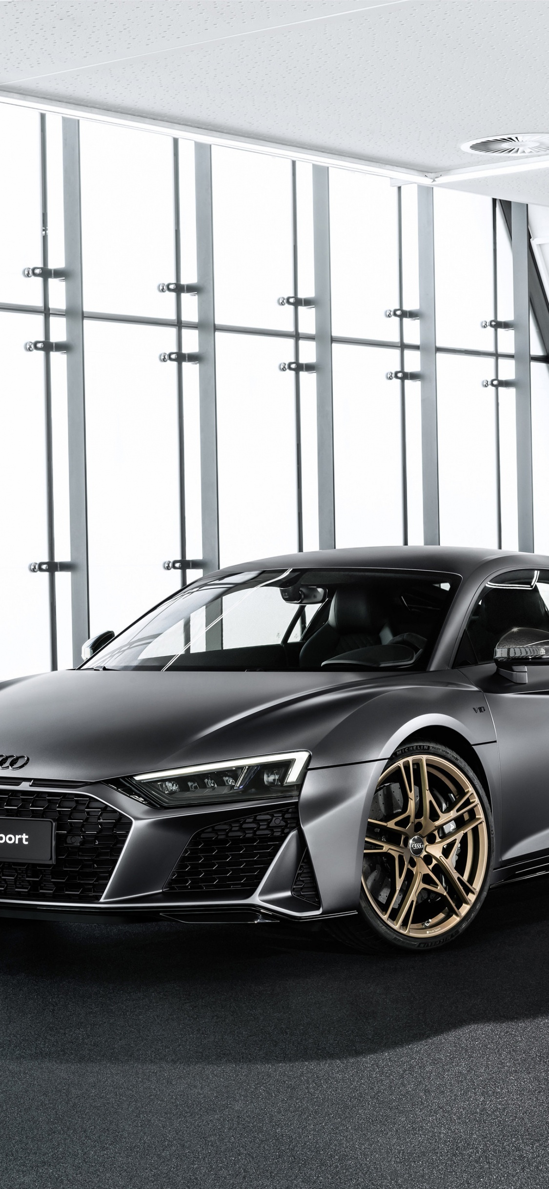 Black Mercedes Benz Coupe Parked in Front of White Metal Wall. Wallpaper in 1125x2436 Resolution