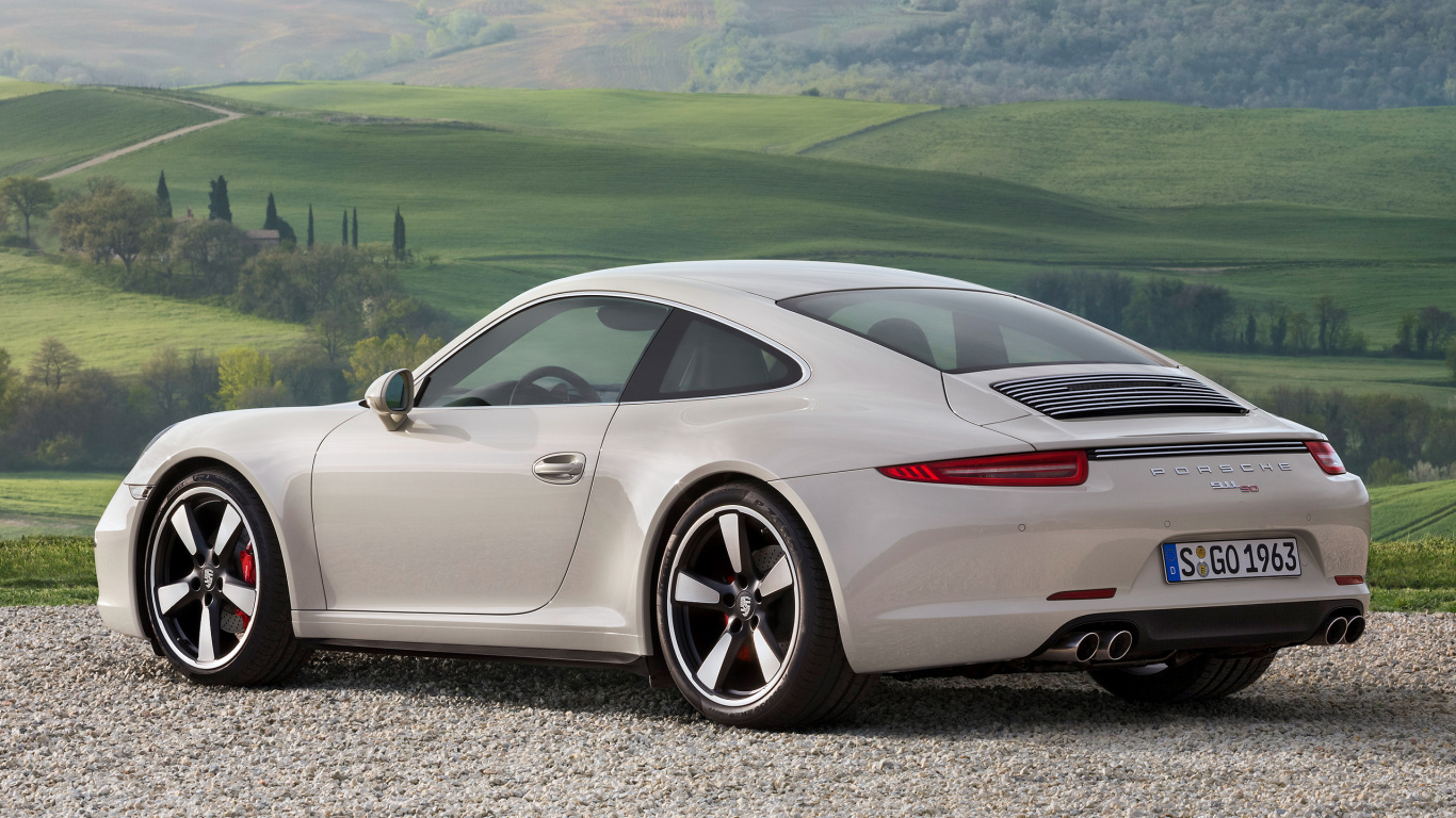 Silver Porsche 911 on Gray Dirt Road During Daytime. Wallpaper in 1366x768 Resolution