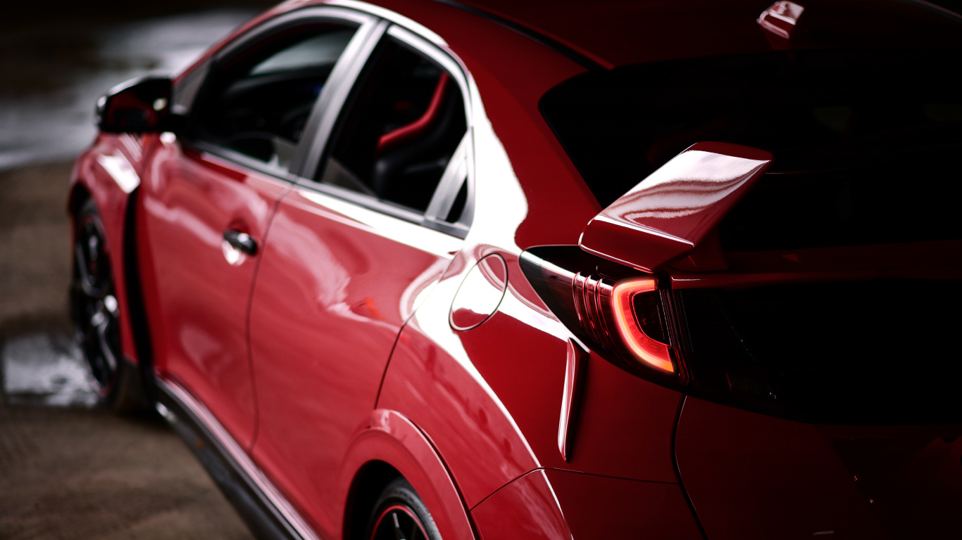 Red Coupe on Gray Asphalt Road During Daytime. Wallpaper in 1366x768 Resolution