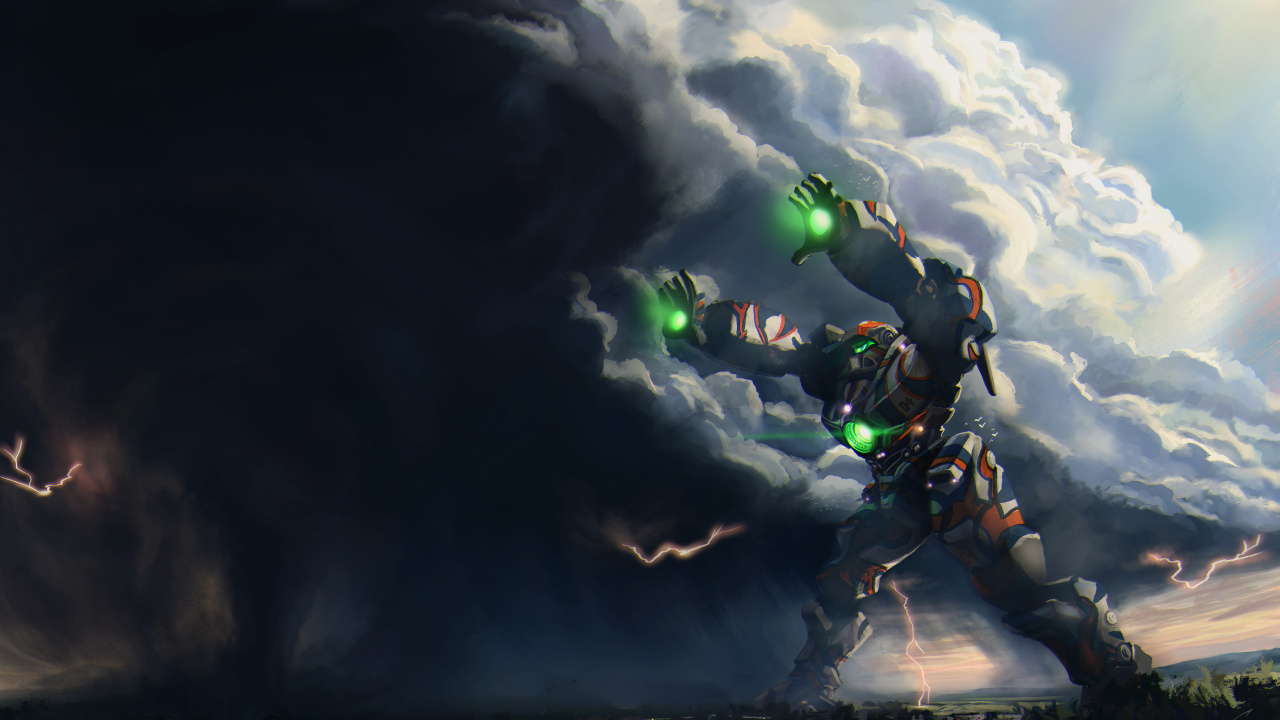 Illustration de Robot Vert et Noir. Wallpaper in 1280x720 Resolution