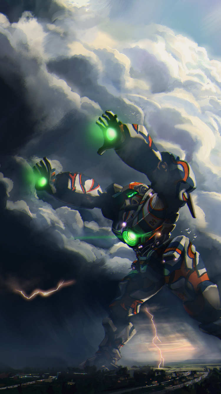 Ilustración de Robot Verde y Negro. Wallpaper in 750x1334 Resolution