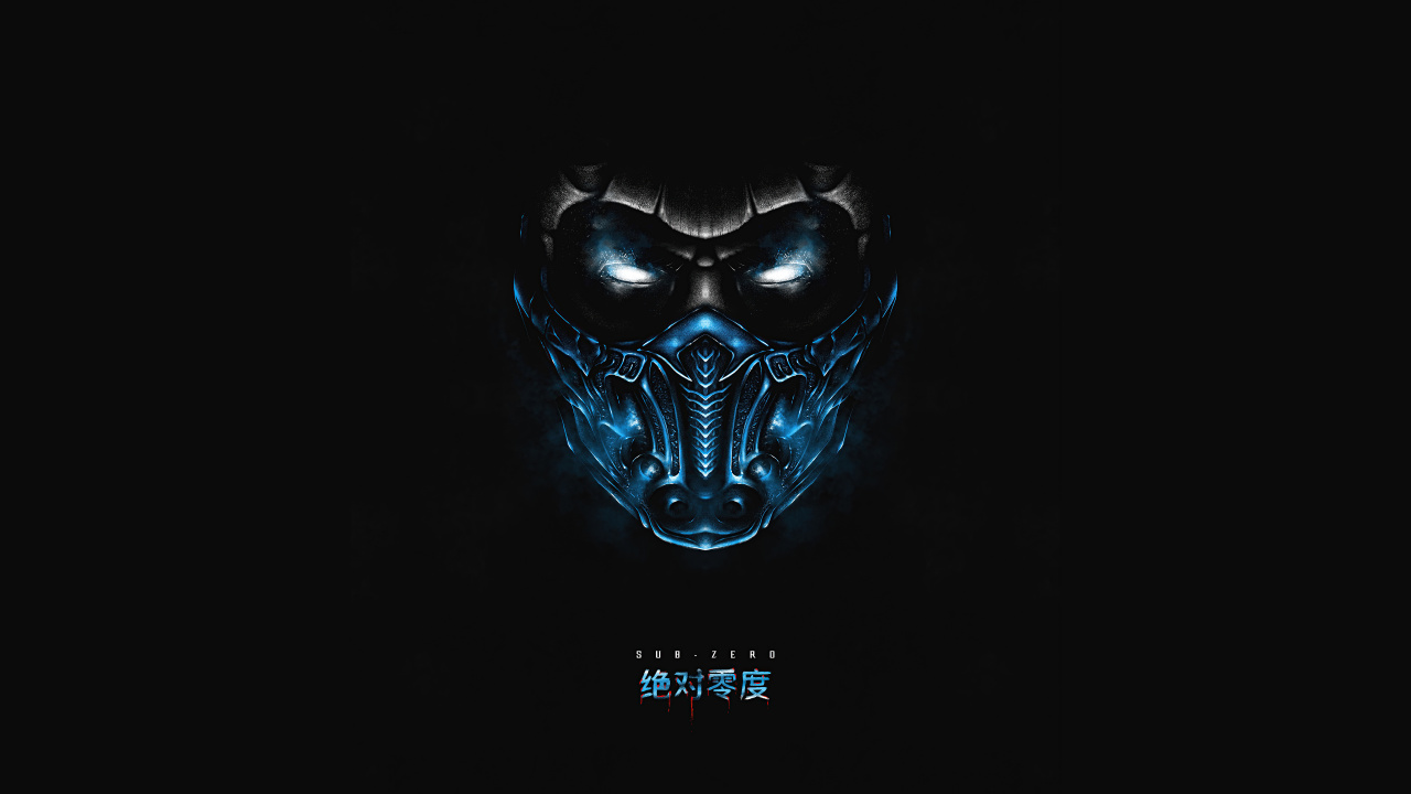 Mortal Kombat, Sub Zero, Unter Null Minimalistisch, Kuai Liang, Kopf. Wallpaper in 1280x720 Resolution