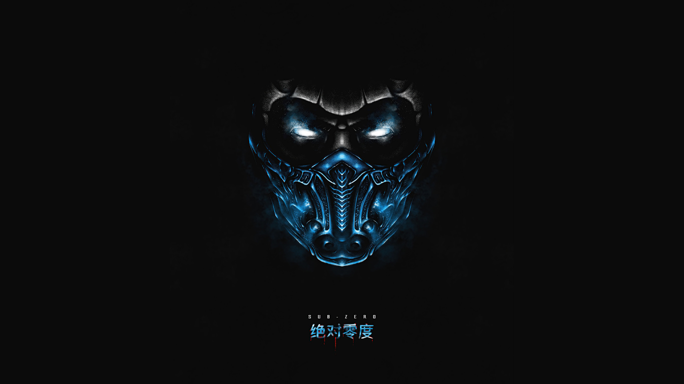 Mortal Kombat, Sub Zero, Unter Null Minimalistisch, Kuai Liang, Kopf. Wallpaper in 1366x768 Resolution