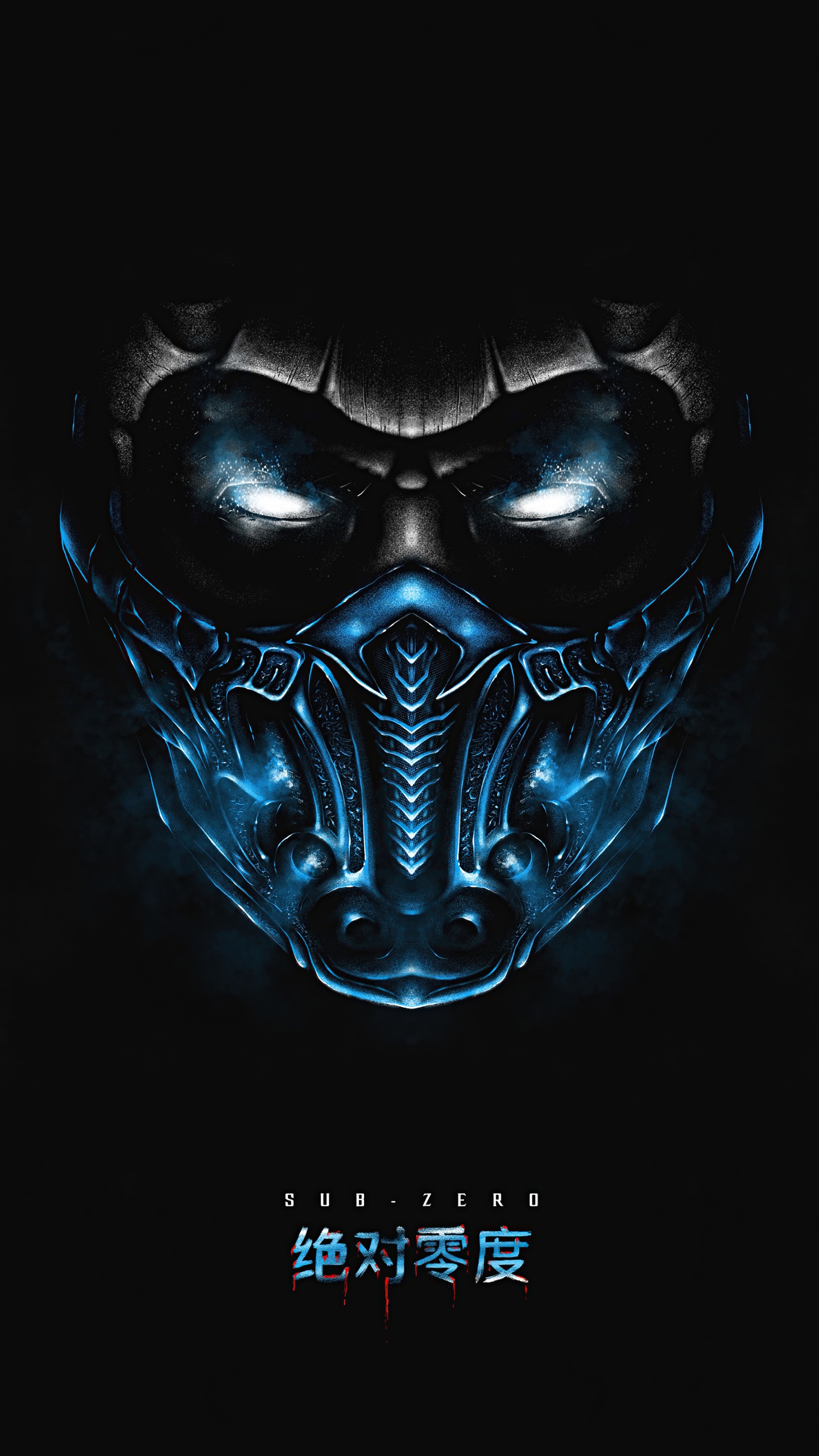 Mortal Kombat, Sub Zero, Unter Null Minimalistisch, Kuai Liang, Kopf. Wallpaper in 1440x2560 Resolution