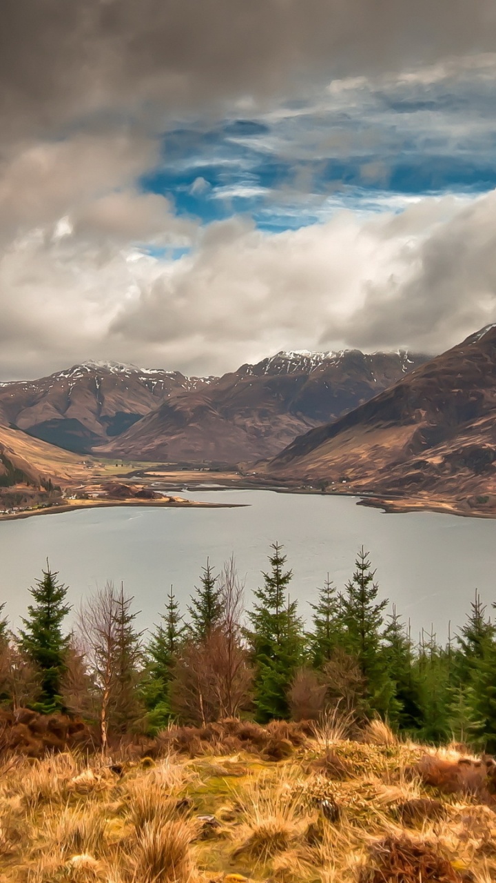 Grüne Bäume in Der Nähe Des Sees Unter Bewölktem Himmel Tagsüber. Wallpaper in 720x1280 Resolution