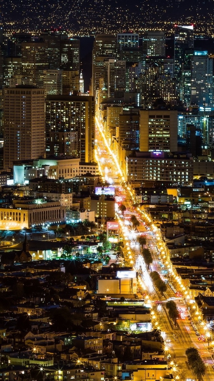 Aerial View of City During Night Time. Wallpaper in 720x1280 Resolution