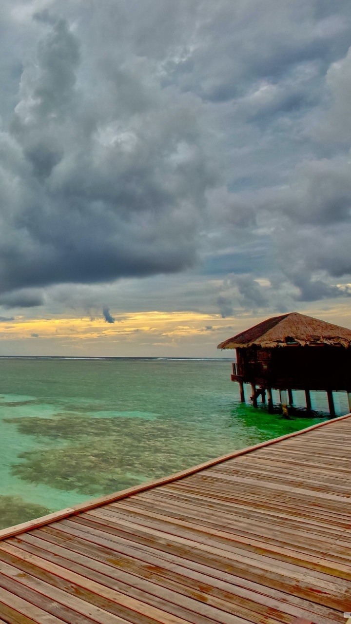 Brown Wooden Dock on Sea Under White Clouds During Daytime. Wallpaper in 720x1280 Resolution