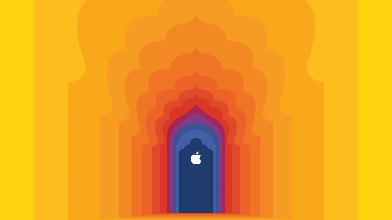 苹果, 橙色, 黄色的, 艺术, 对称 壁纸 1280x720 允许