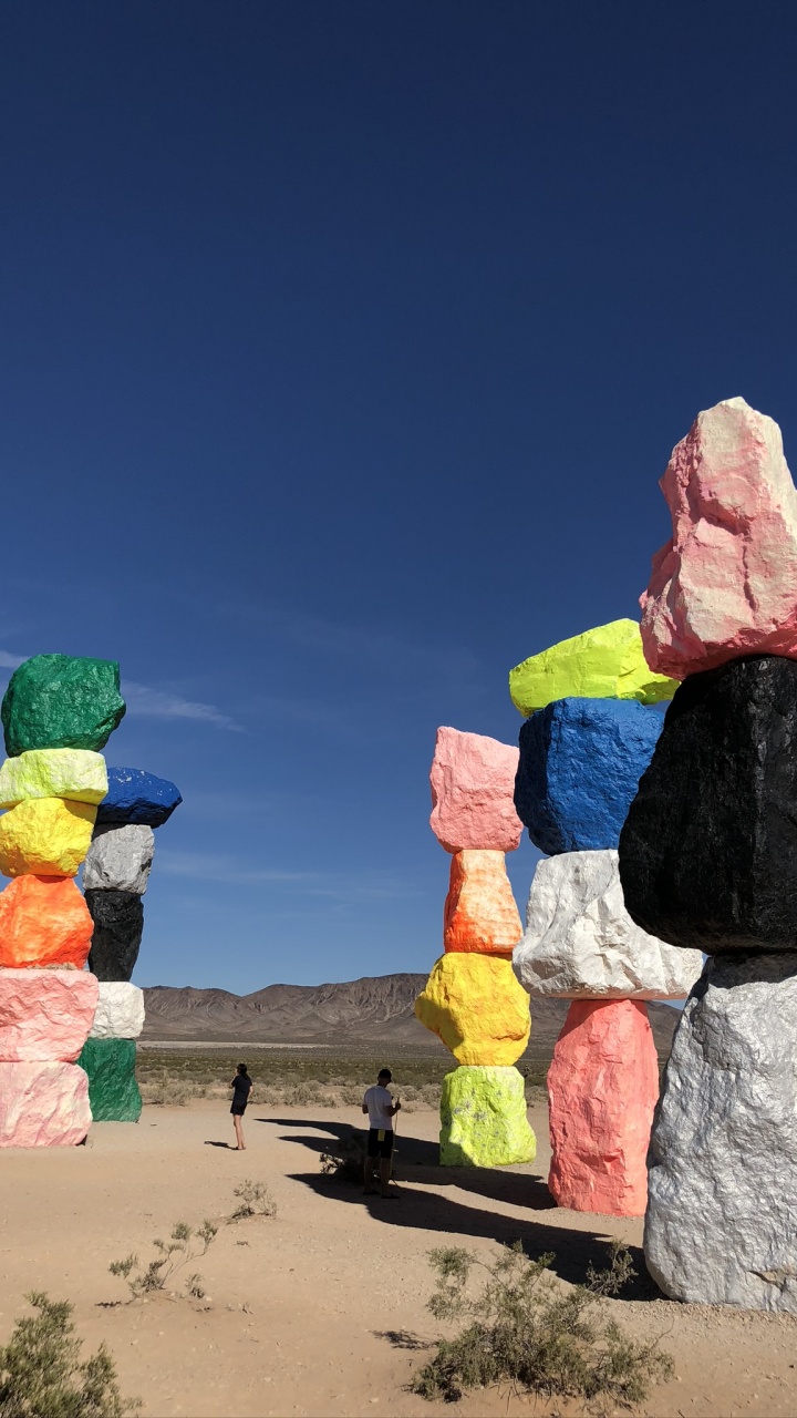 Las Vegas, Usa, Seven Magic Mountains, Rock, Sand. Wallpaper in 720x1280 Resolution