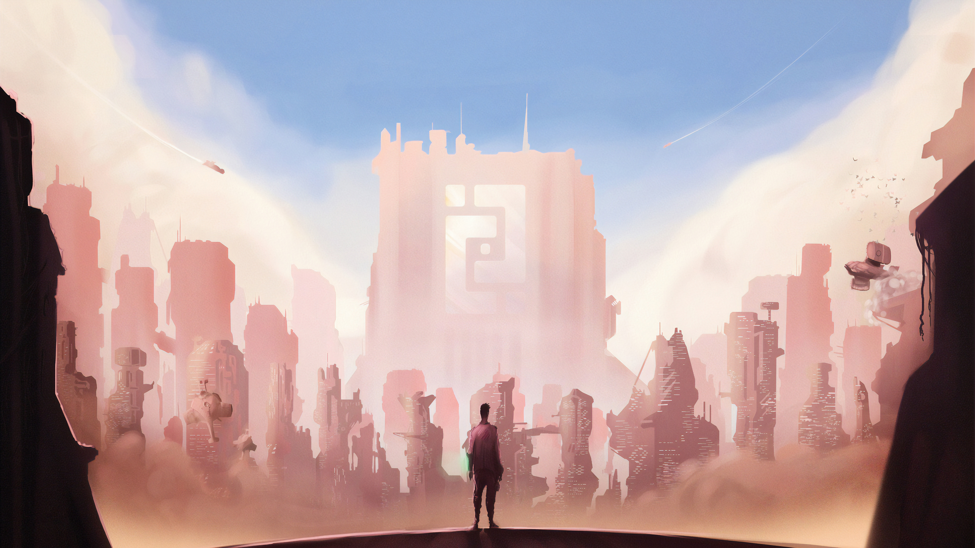 Leute, Die Nachts Auf Der Straße in Der Nähe Des Gebäudes Gehen. Wallpaper in 3840x2160 Resolution