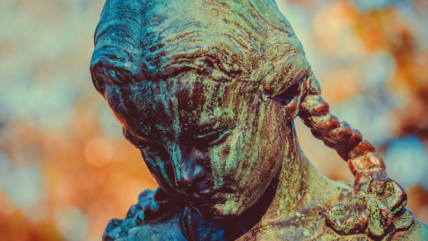 Black Concrete Statue of Man. Wallpaper in 1366x768 Resolution