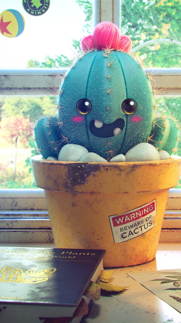 Fondos de Pantalla en 3d Cactus, Cactus, Verde, Azul, Tabla. Wallpaper in 720x1280 Resolution