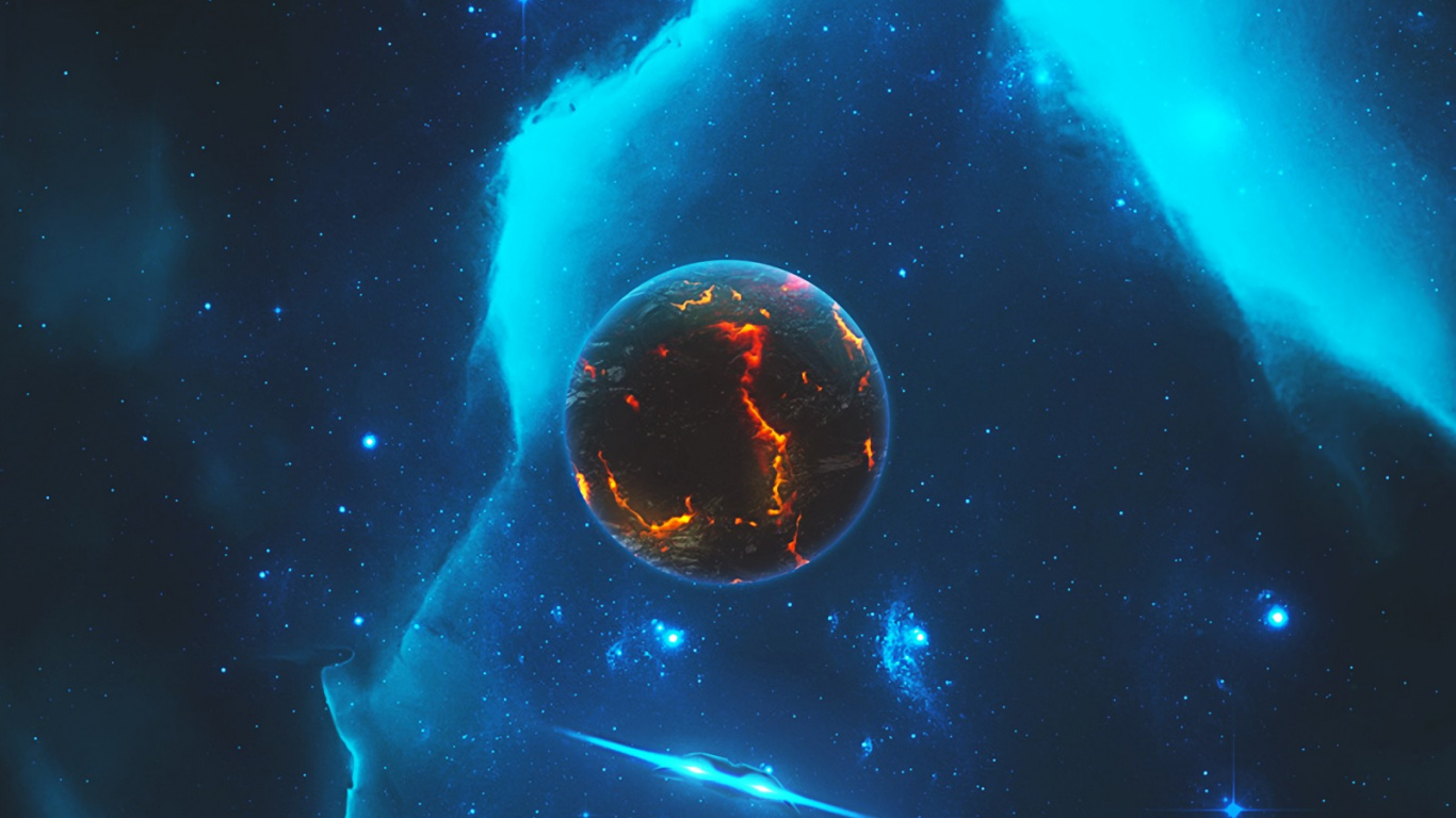 Illustration de la Planète Bleue et Noire. Wallpaper in 1366x768 Resolution