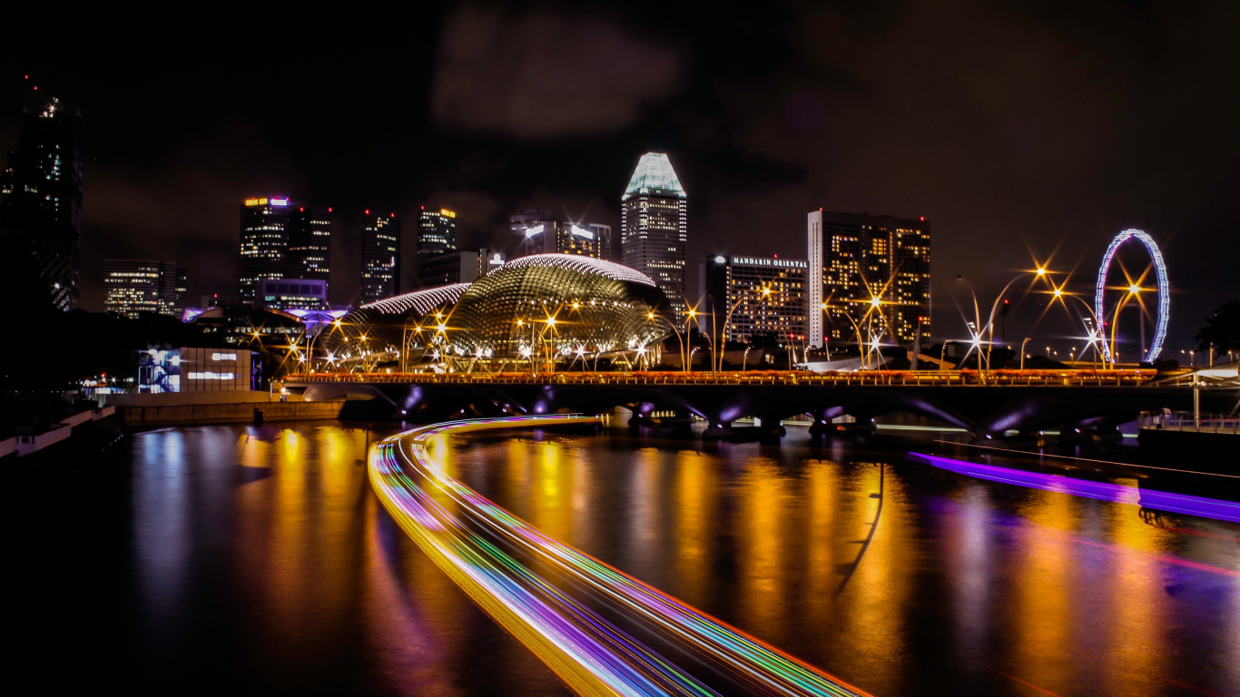 Fotografía de Lapso de Tiempo de Las Luces de la Ciudad Durante la Noche.. Wallpaper in 1366x768 Resolution