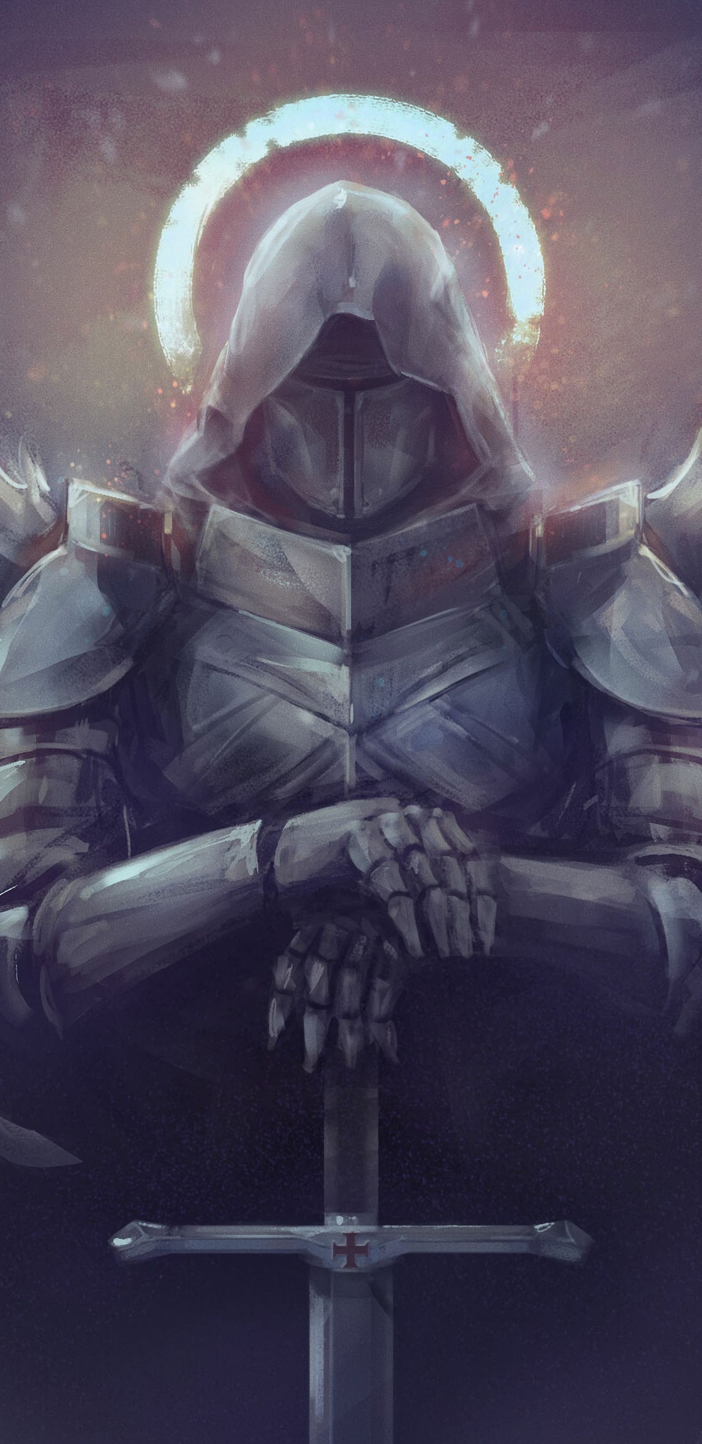 Erzengel Ritter, Ritter, Engel, Kunst, Cartoon. Wallpaper in 1440x2960 Resolution