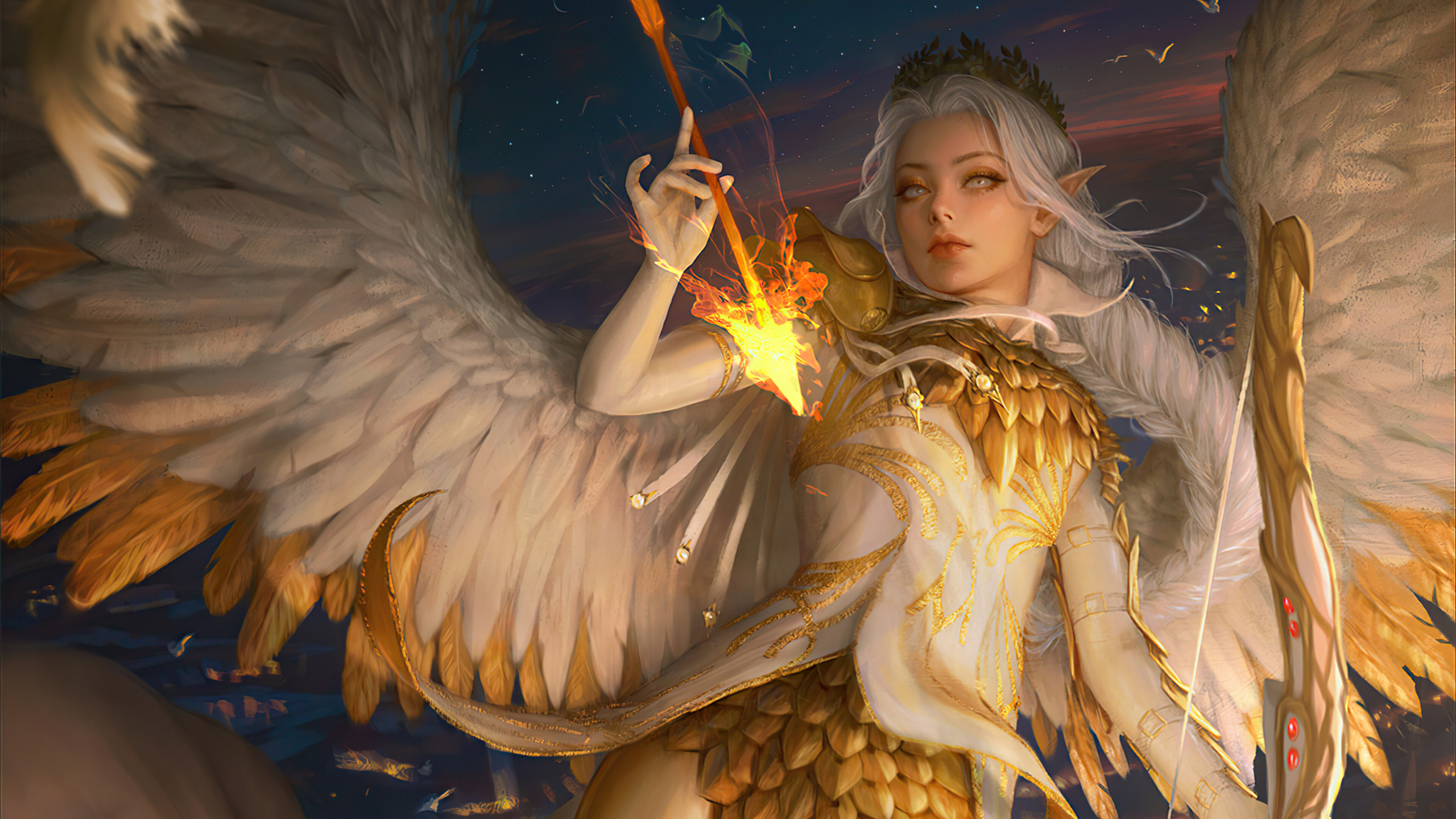 Fantasy Angel Warrior, Angel, Fantasy, Fantastic Art, Art. Wallpaper in 2560x1440 Resolution