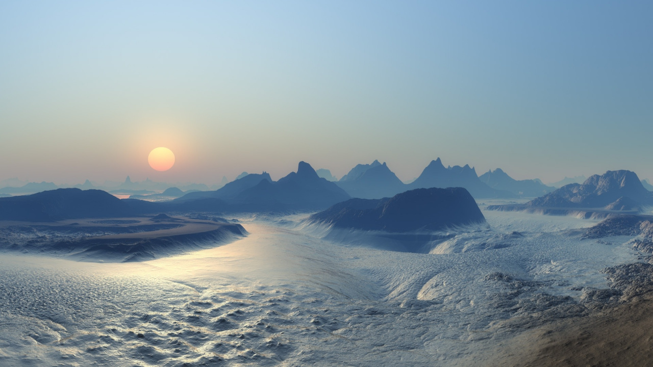 Silhouette de Montagne Pendant le Coucher du Soleil. Wallpaper in 1280x720 Resolution