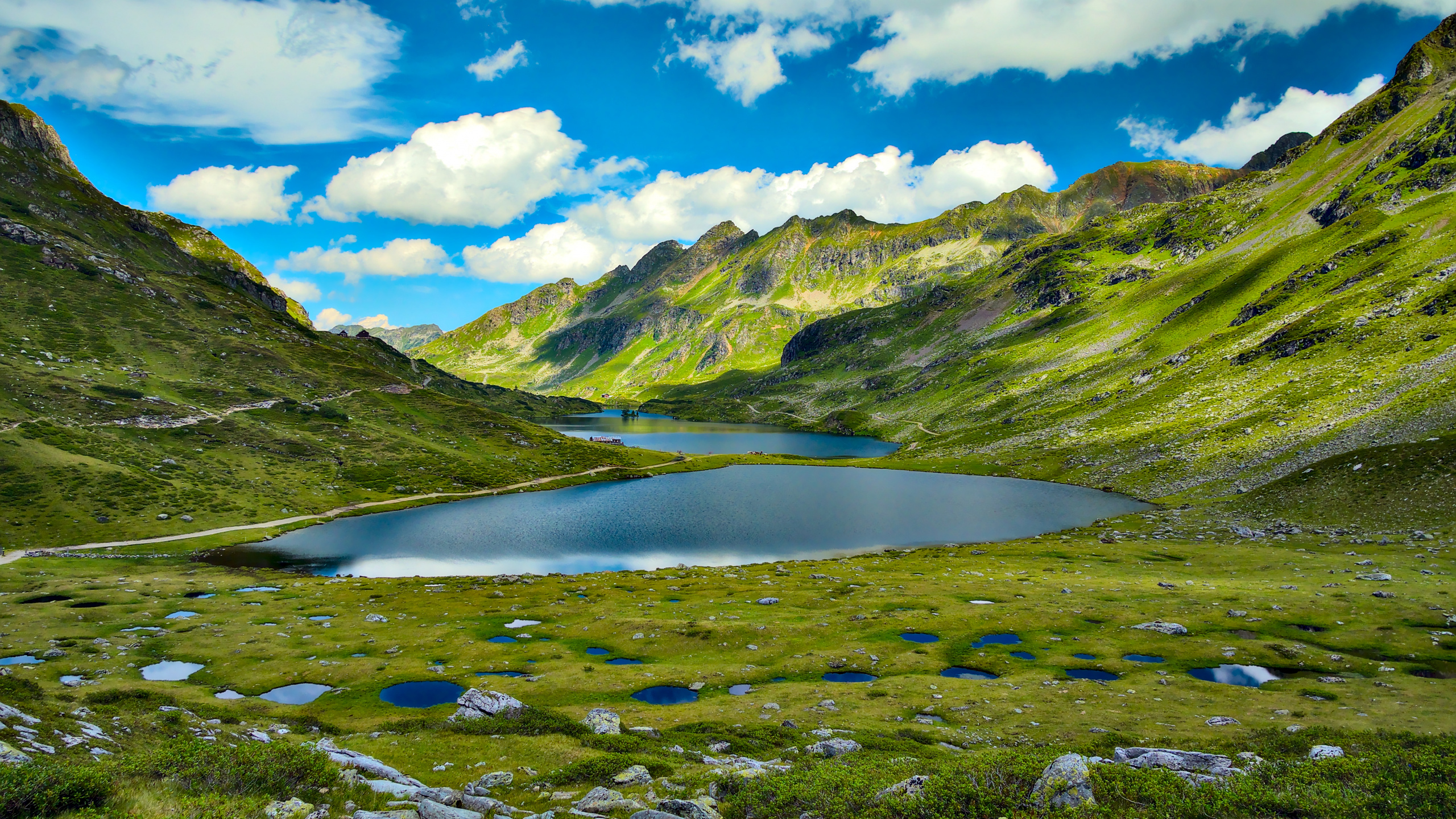 Mountain, Nature, Cloud, Water, Water Resources. Wallpaper in 2560x1440 Resolution