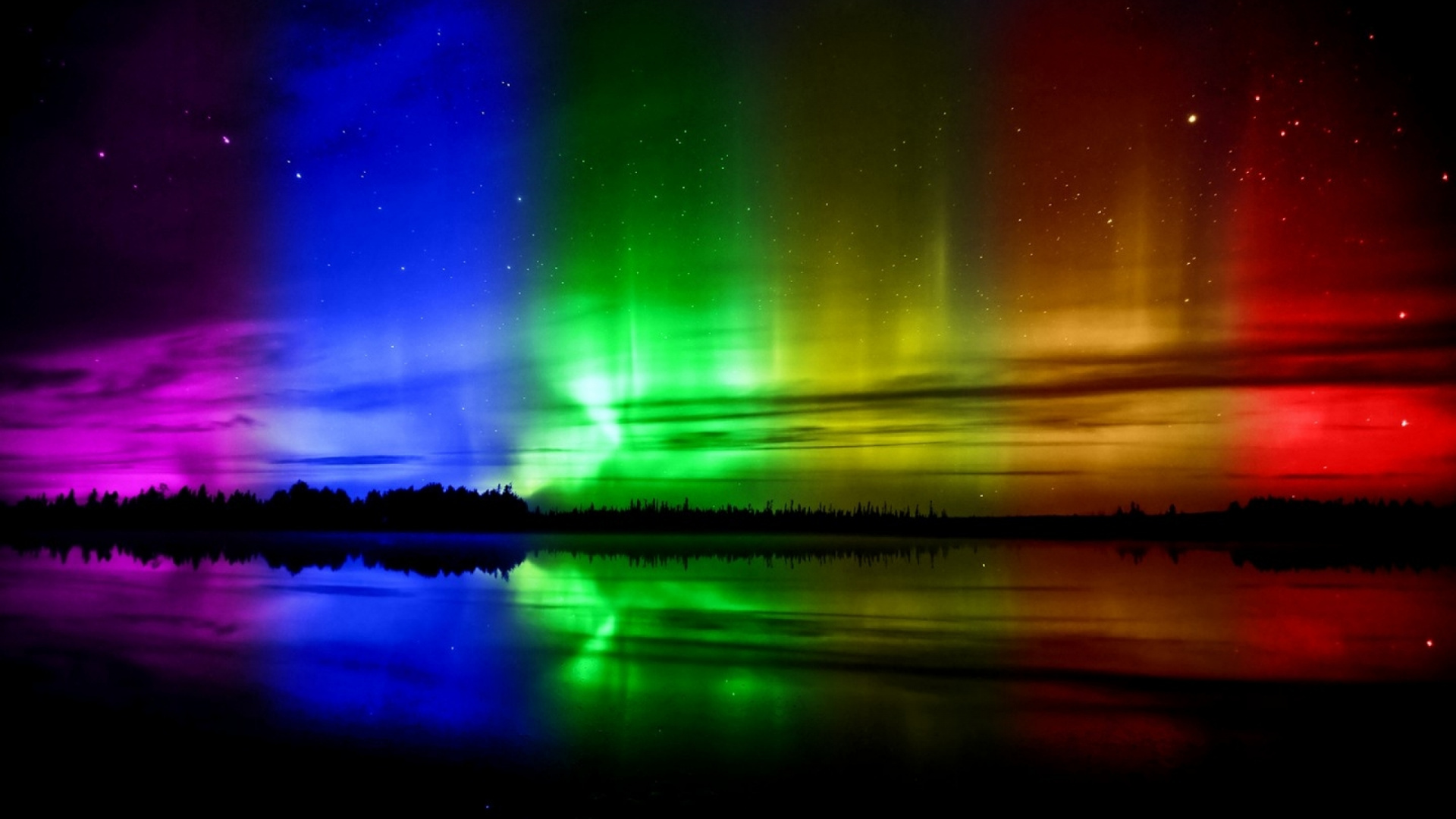 Aurora, Nature, Reflection, Light, Atmosphere. Wallpaper in 1920x1080 Resolution