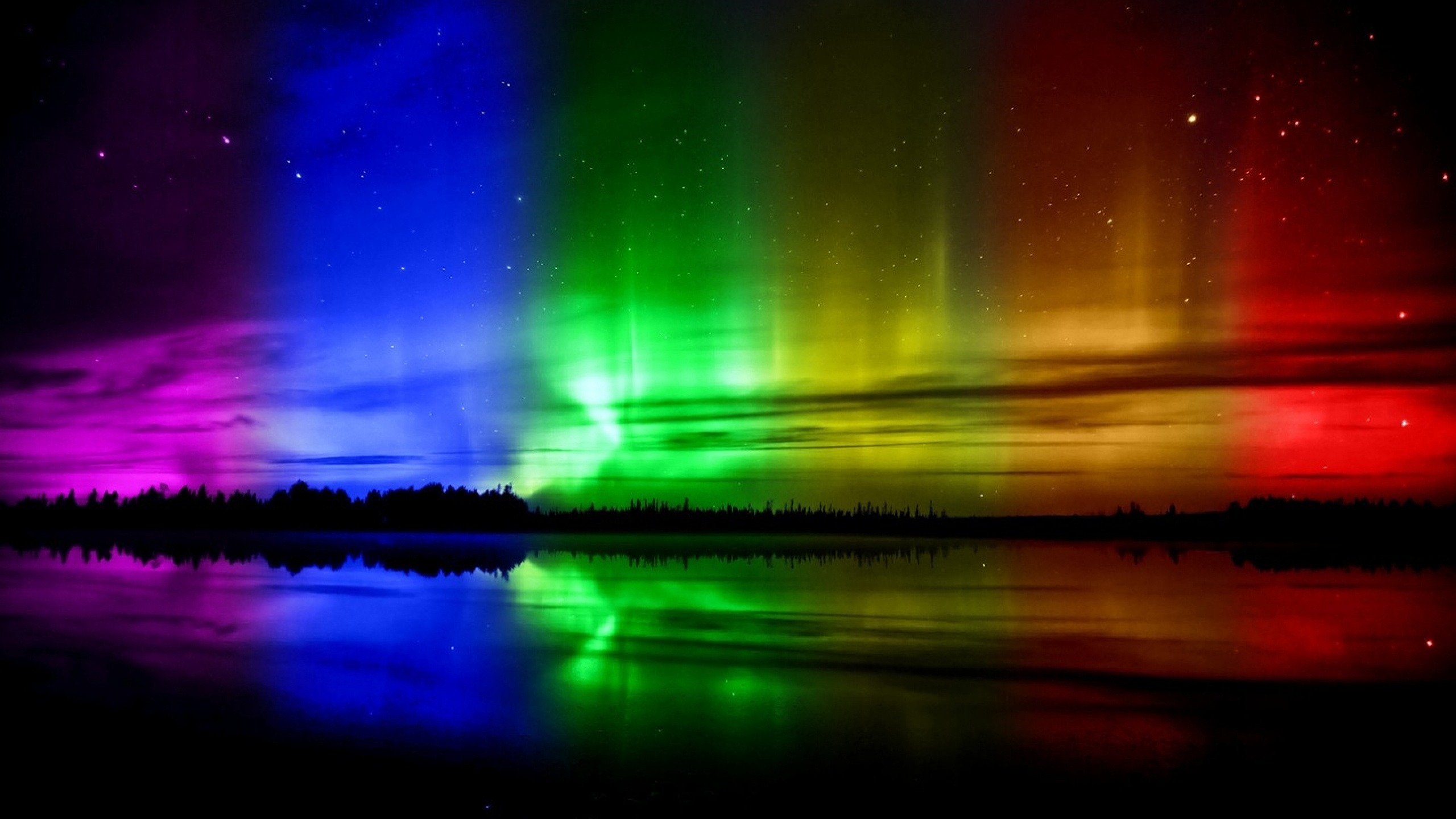 Aurora, Nature, Reflection, Light, Atmosphere. Wallpaper in 2560x1440 Resolution