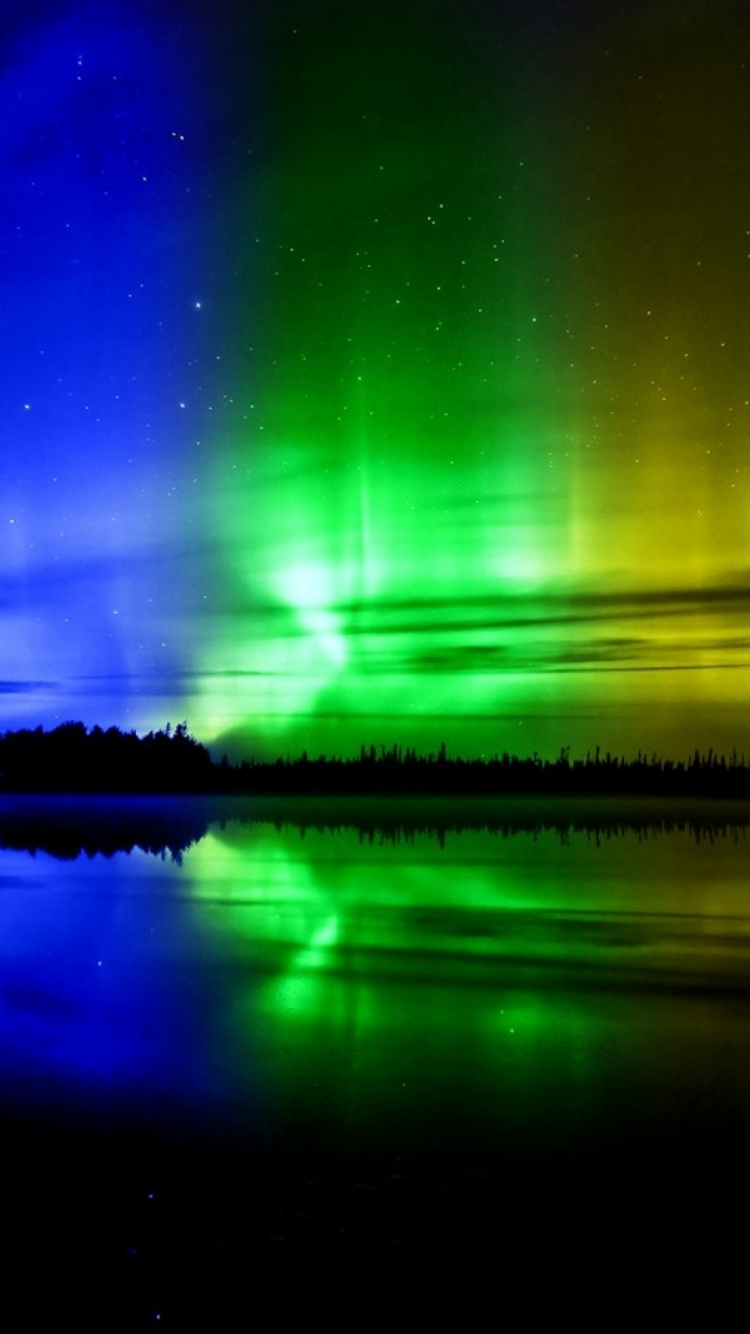 Aurora, Naturaleza, Reflexión, Luz, Ambiente. Wallpaper in 750x1334 Resolution