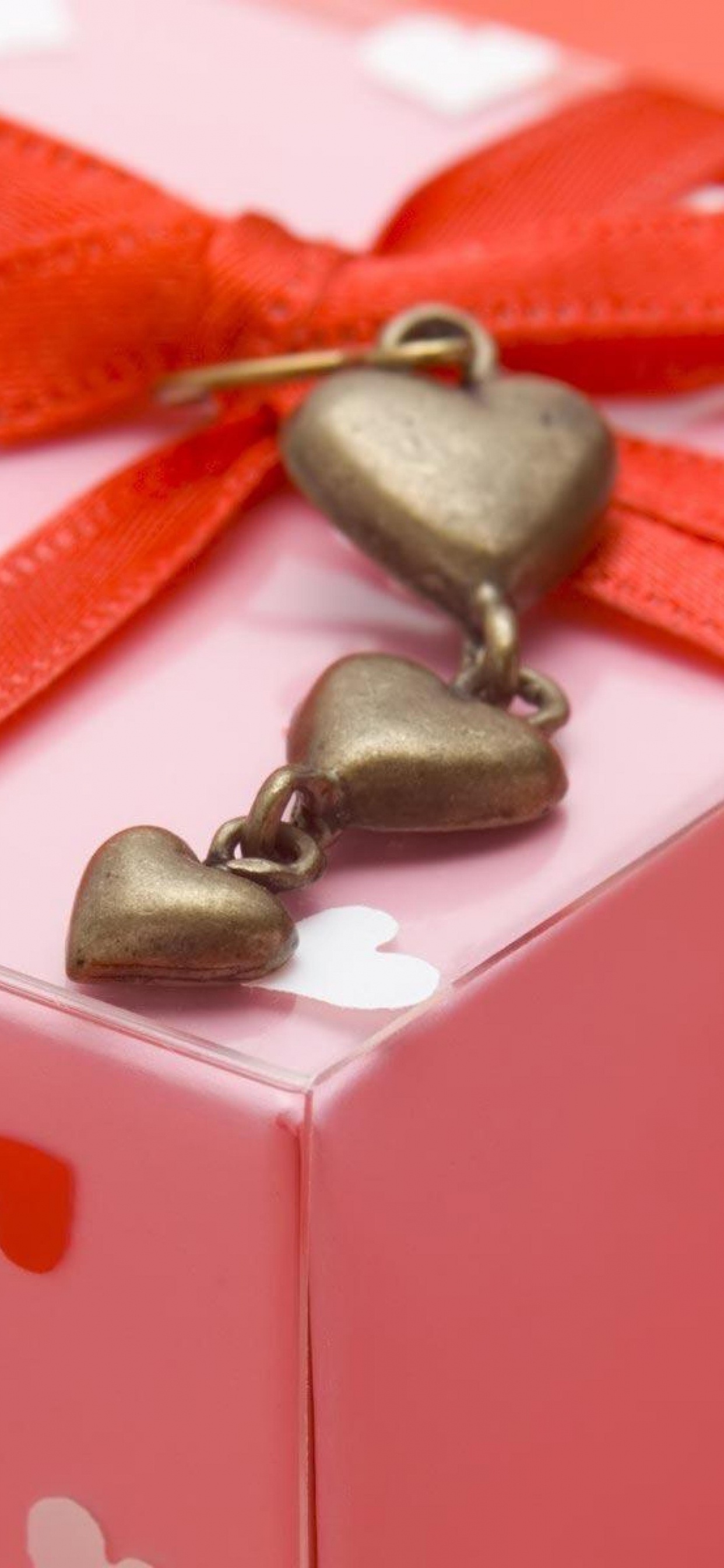 Gift, Red, Ribbon, Present, Pink. Wallpaper in 1242x2688 Resolution