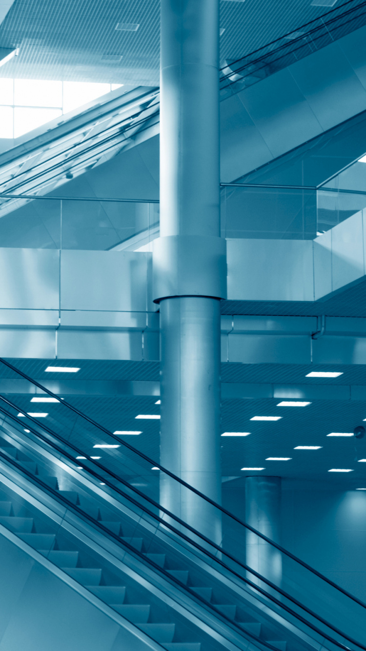 White and Blue Metal Ceiling. Wallpaper in 750x1334 Resolution