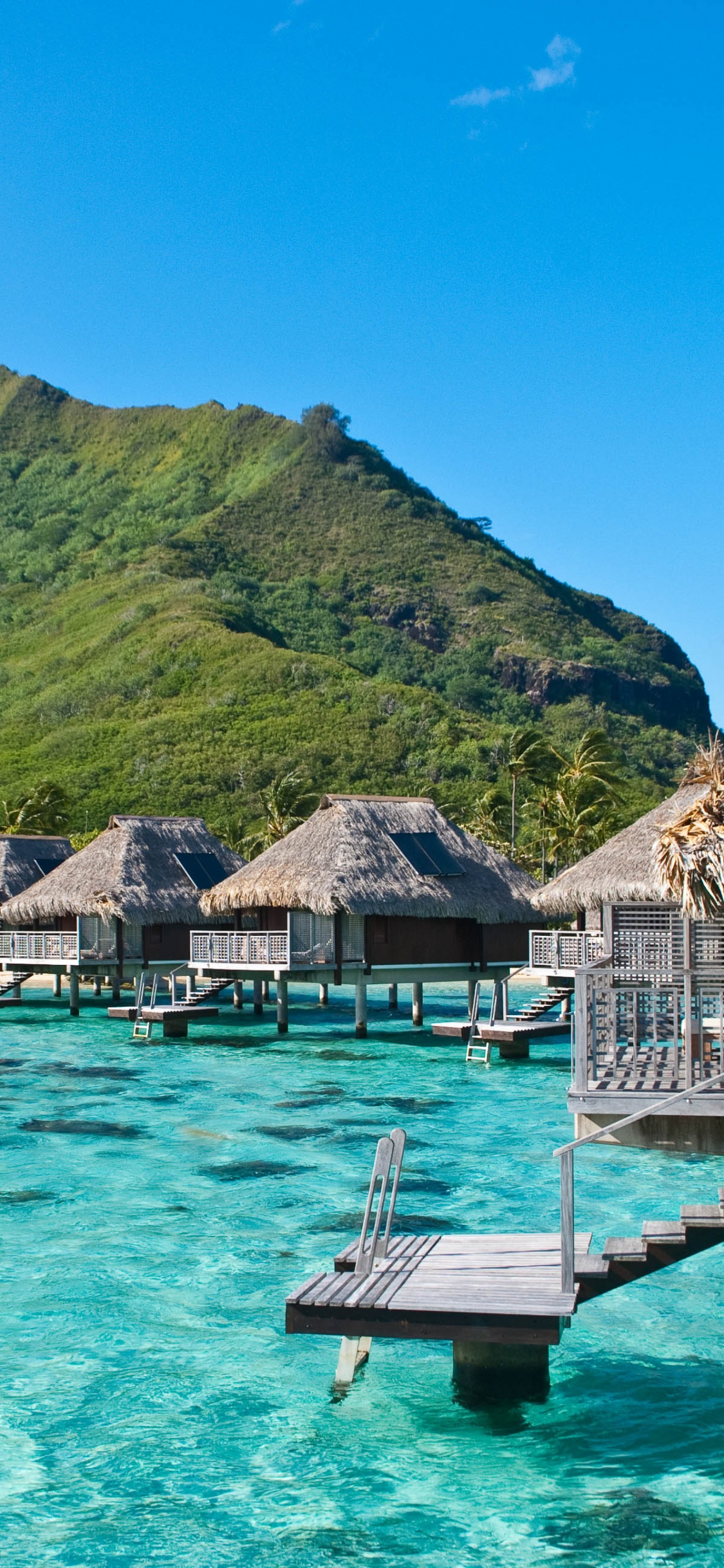 Brown Wooden House on Green Mountain Beside Body of Water During Daytime. Wallpaper in 1125x2436 Resolution