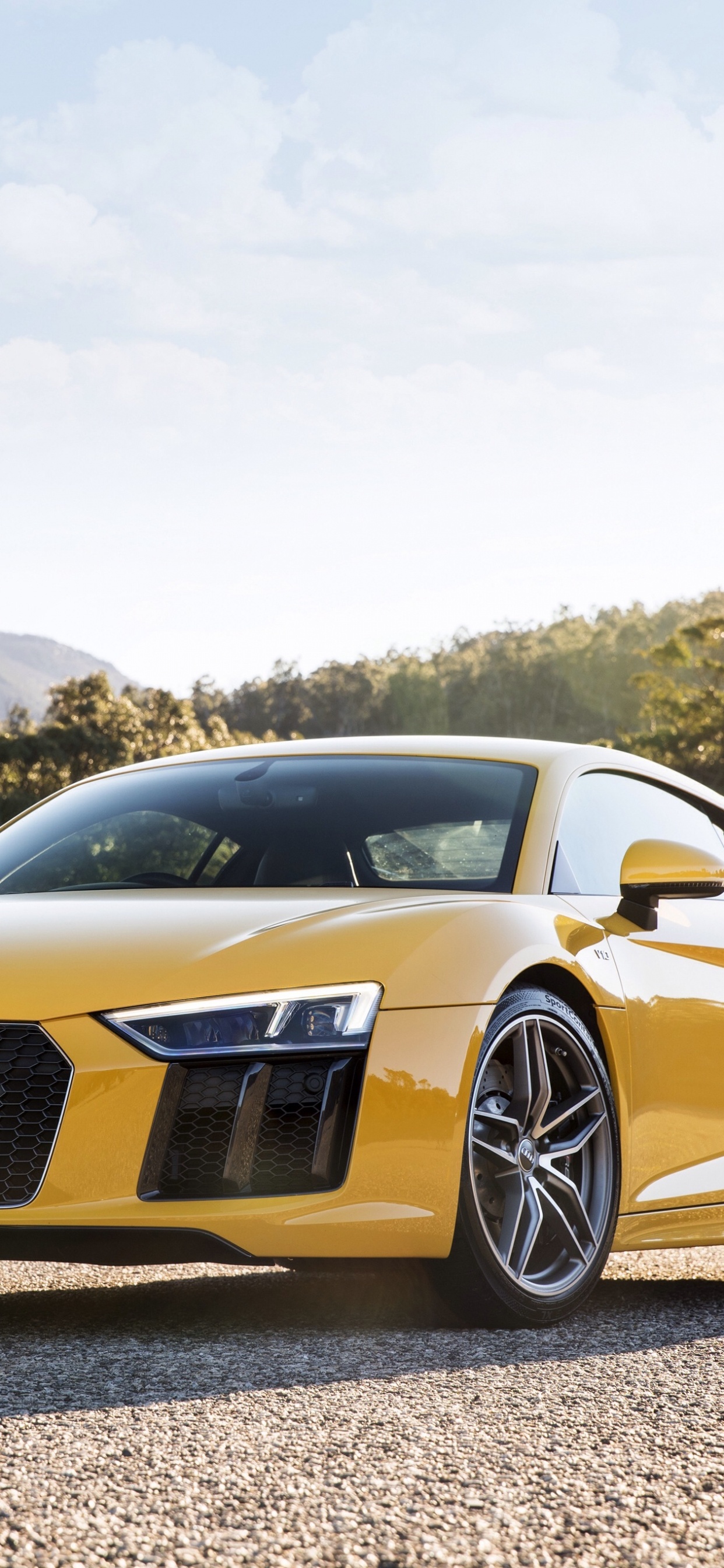 Porsche 911 Jaune et Noire Sur Route Pendant la Journée. Wallpaper in 1242x2688 Resolution