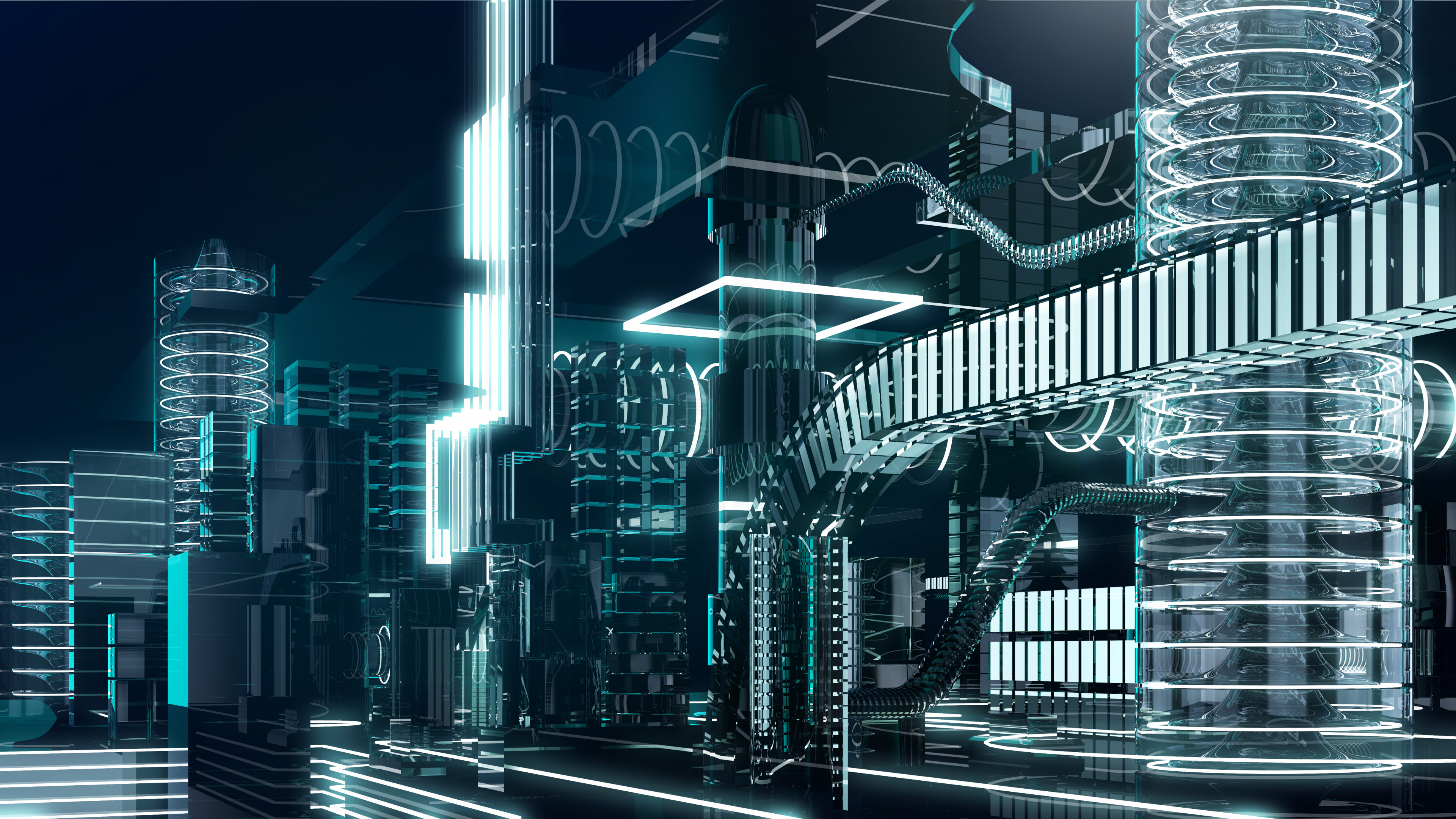 City Buildings With Lights During Night Time. Wallpaper in 3840x2160 Resolution