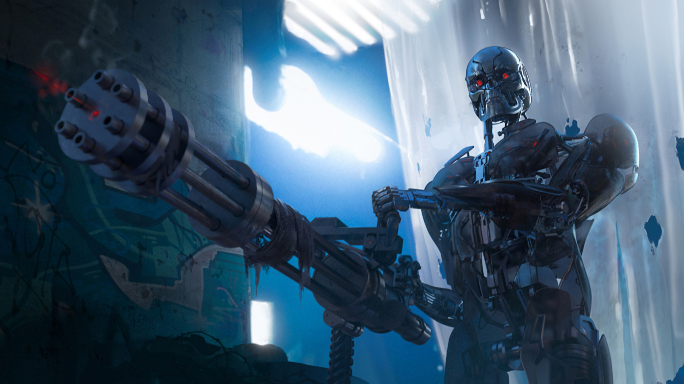 Black and Gray Robot Action Figure. Wallpaper in 1366x768 Resolution