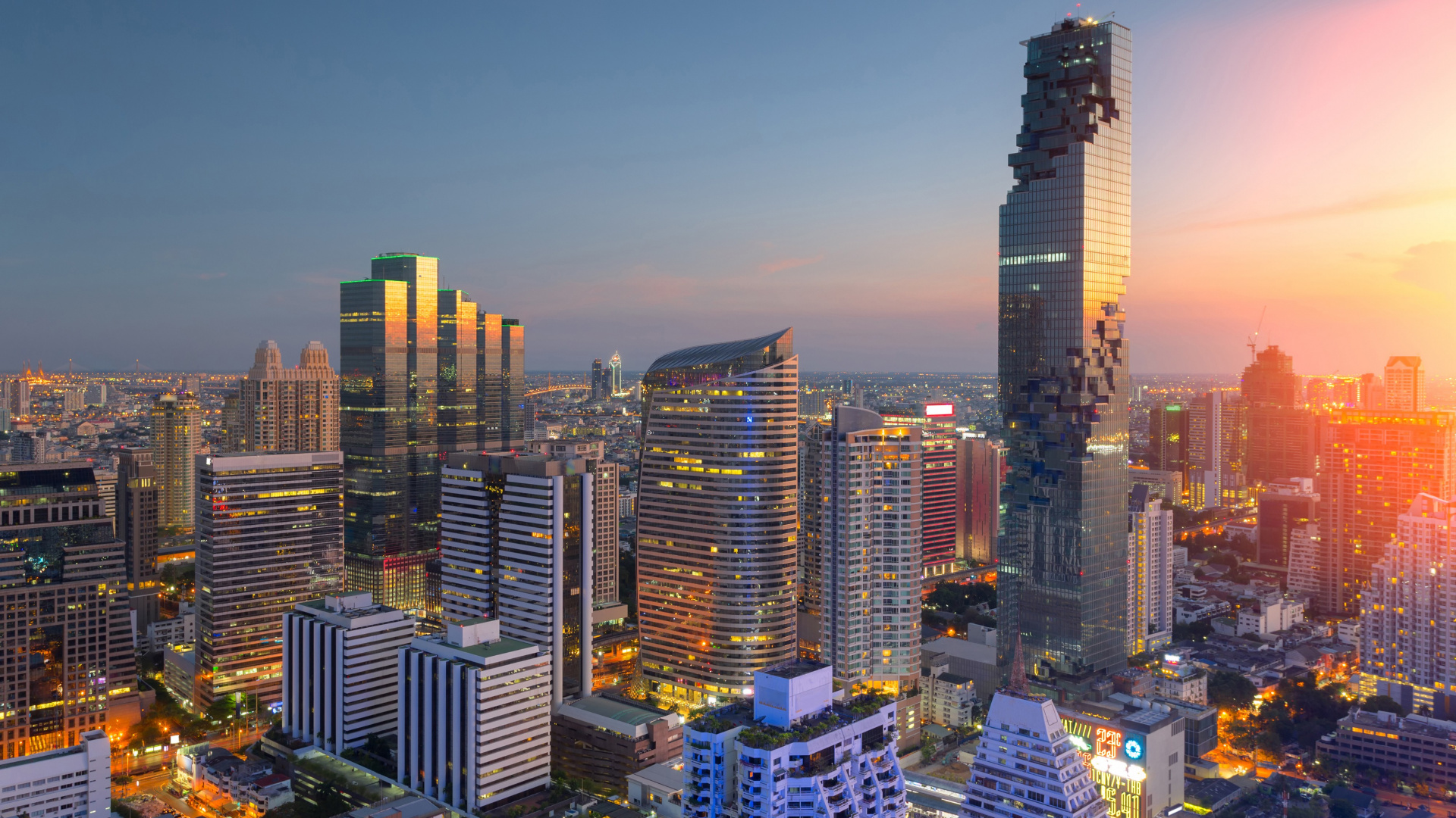 City Bangkok, Bangkok, City, Nonthaburi, Skyscraper. Wallpaper in 1920x1080 Resolution