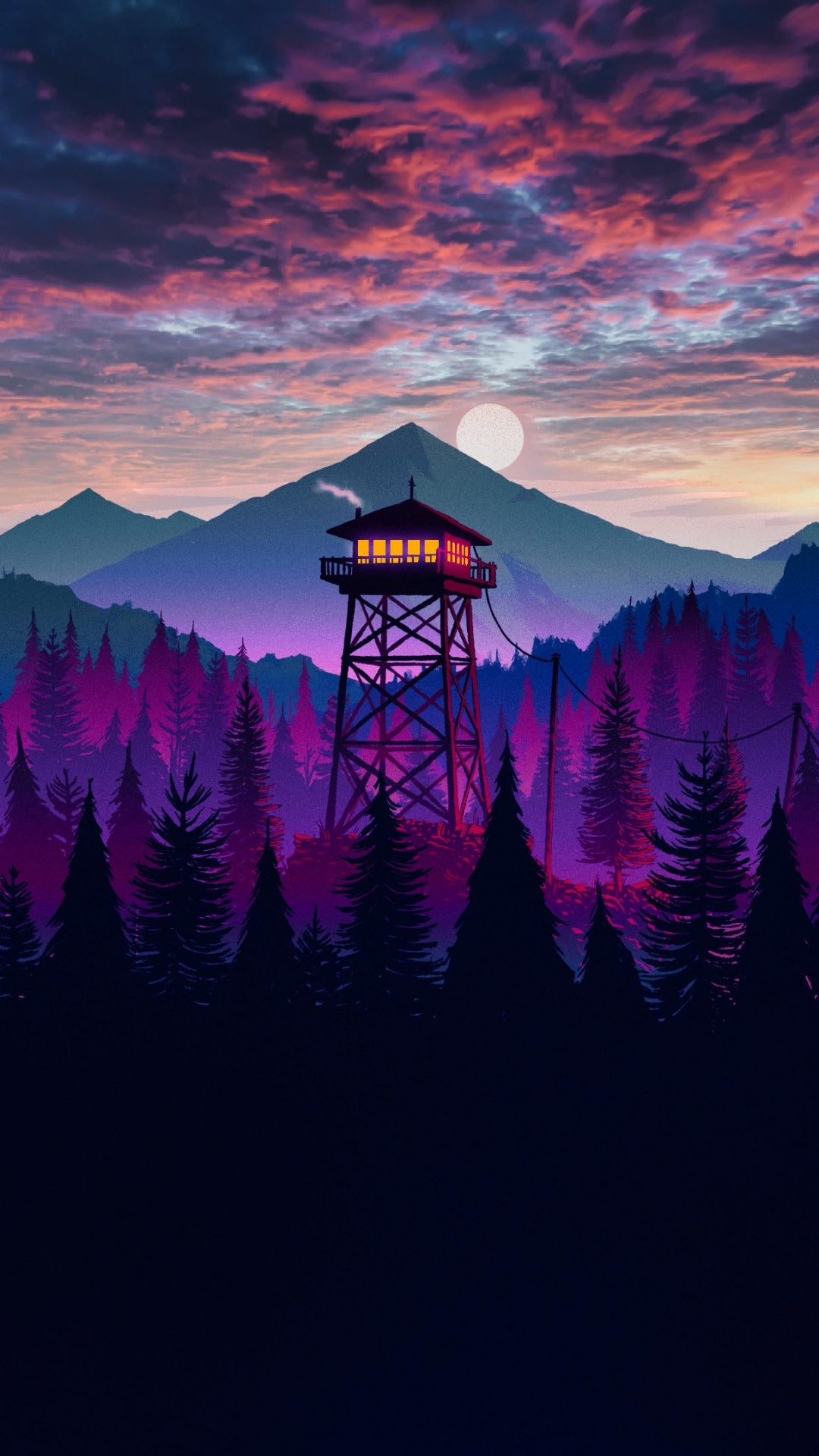 Firewatch, Ambiente, Morado, Paisaje Natural, Montaña. Wallpaper in 1080x1920 Resolution