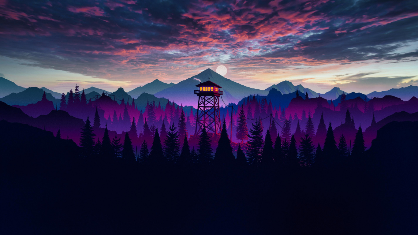 Firewatch, Cloud, Atmosphere, Purple, Natural Landscape. Wallpaper in 1366x768 Resolution