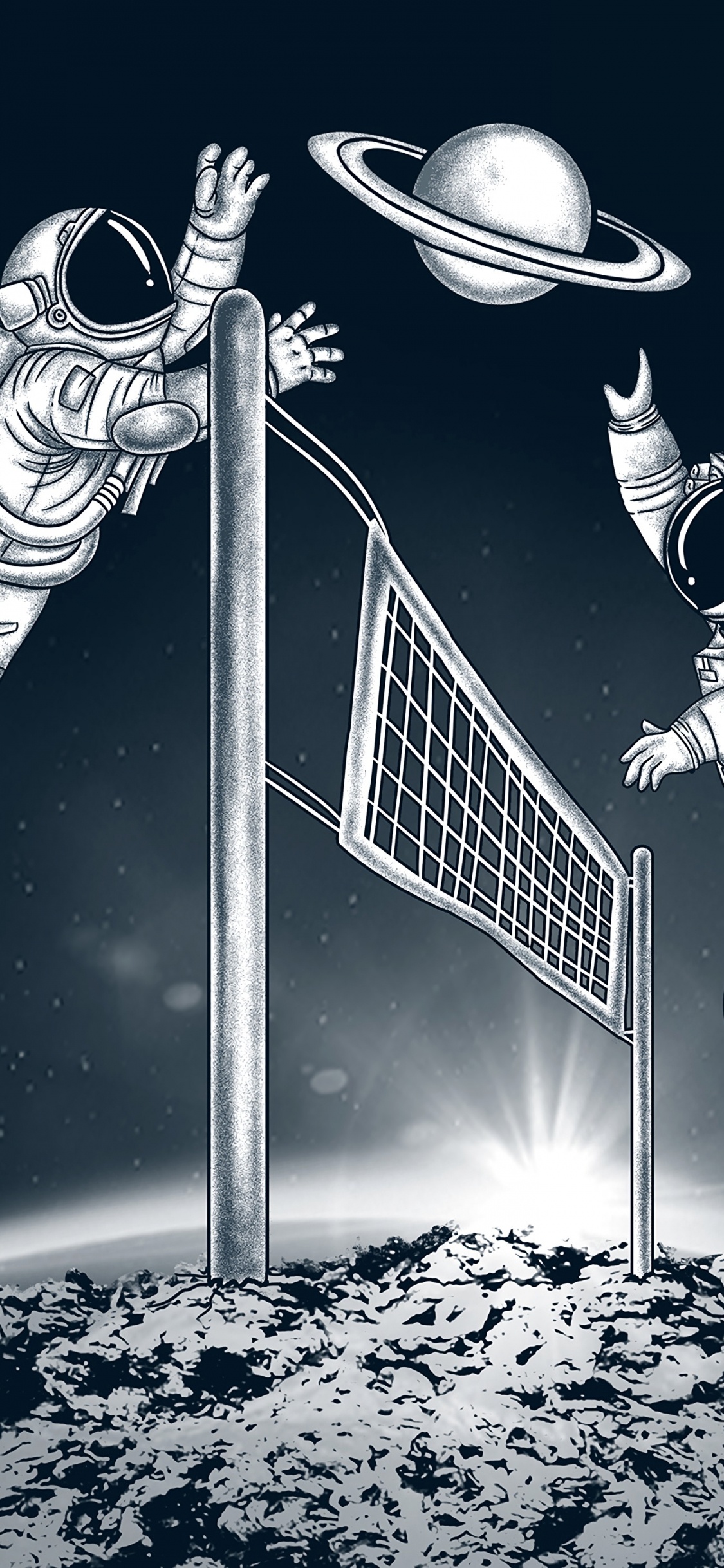 Man in Black and White Suit Holding a Black and White Ball Illustration. Wallpaper in 1125x2436 Resolution