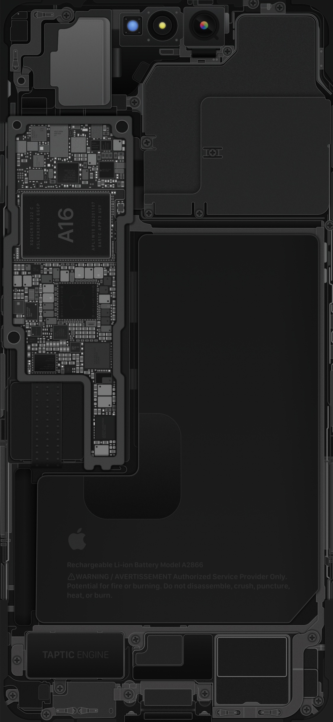 IPhone 14 Pro Schematic – Space Black 壁纸 1125x2436 允许