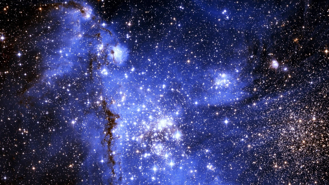 Nuit Étoilée Bleue et Blanche. Wallpaper in 1366x768 Resolution