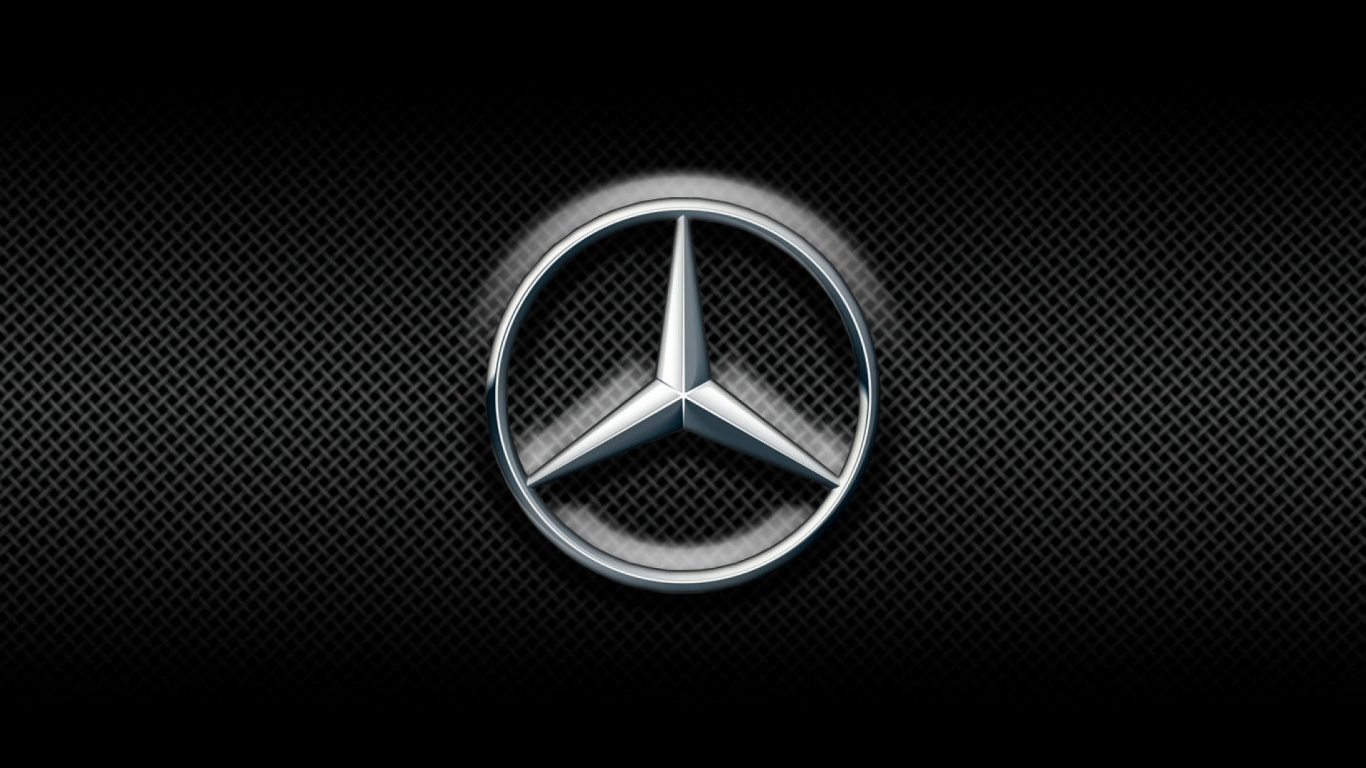 Logotipo, Letra, Circulo, Mercedes Benz, en Blanco y Negro. Wallpaper in 1366x768 Resolution