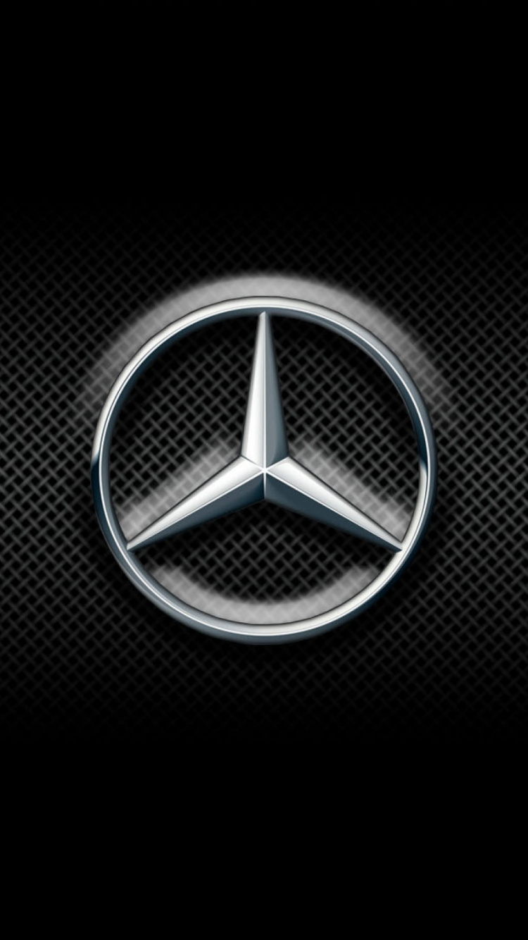 Logotipo, Letra, Circulo, Mercedes Benz, en Blanco y Negro. Wallpaper in 750x1334 Resolution
