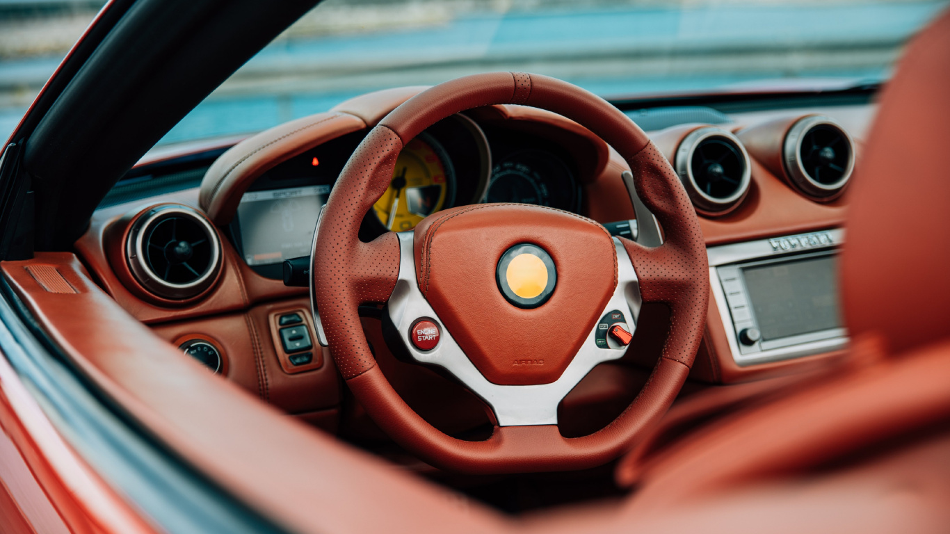 Volante Bmw Naranja y Negro. Wallpaper in 1366x768 Resolution