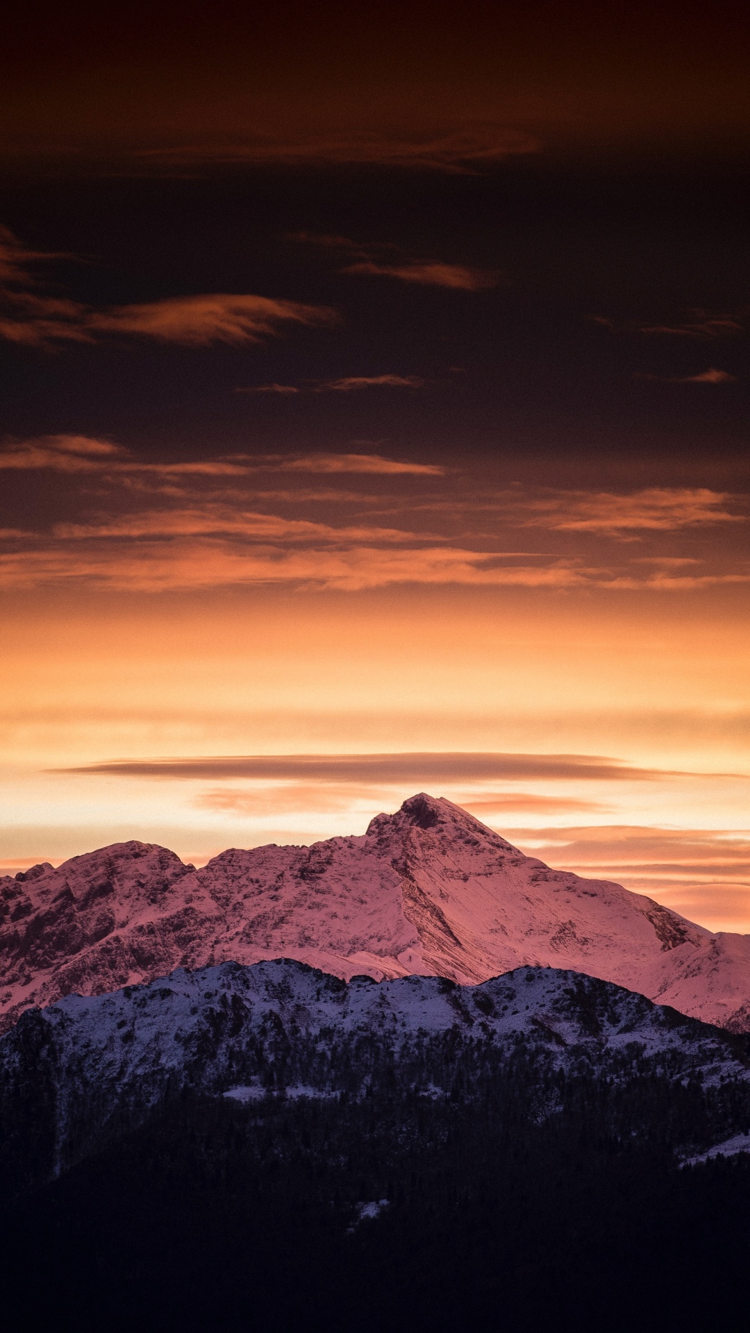 Bergigen Landschaftsformen, Afterglow, Cloud, Bergkette, Sonnenuntergang. Wallpaper in 1080x1920 Resolution