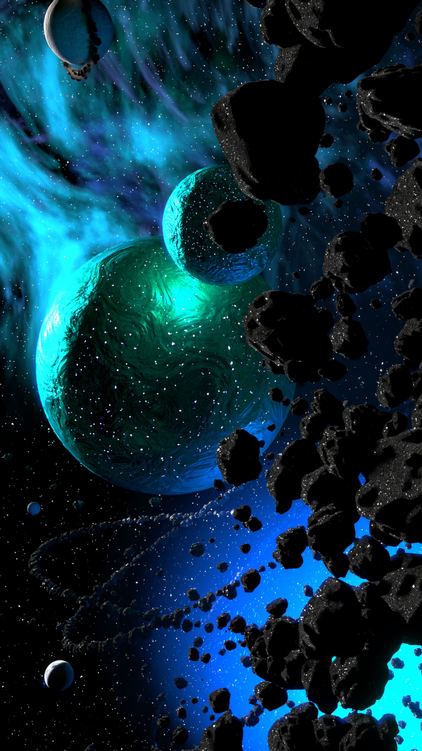 Peinture Abstraite Bleue et Blanche. Wallpaper in 1440x2560 Resolution