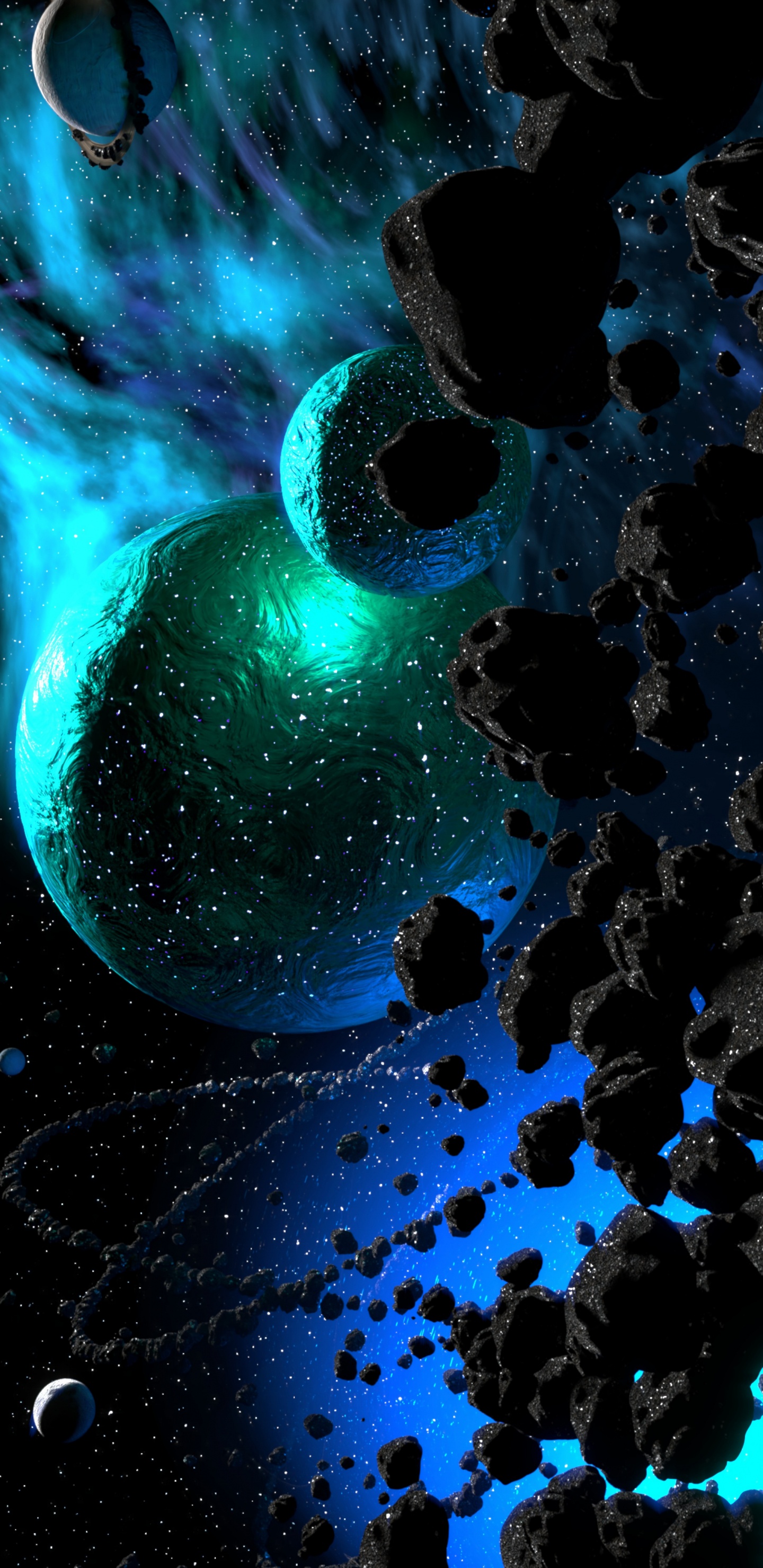 Pintura Abstracta Azul y Blanca. Wallpaper in 1440x2960 Resolution