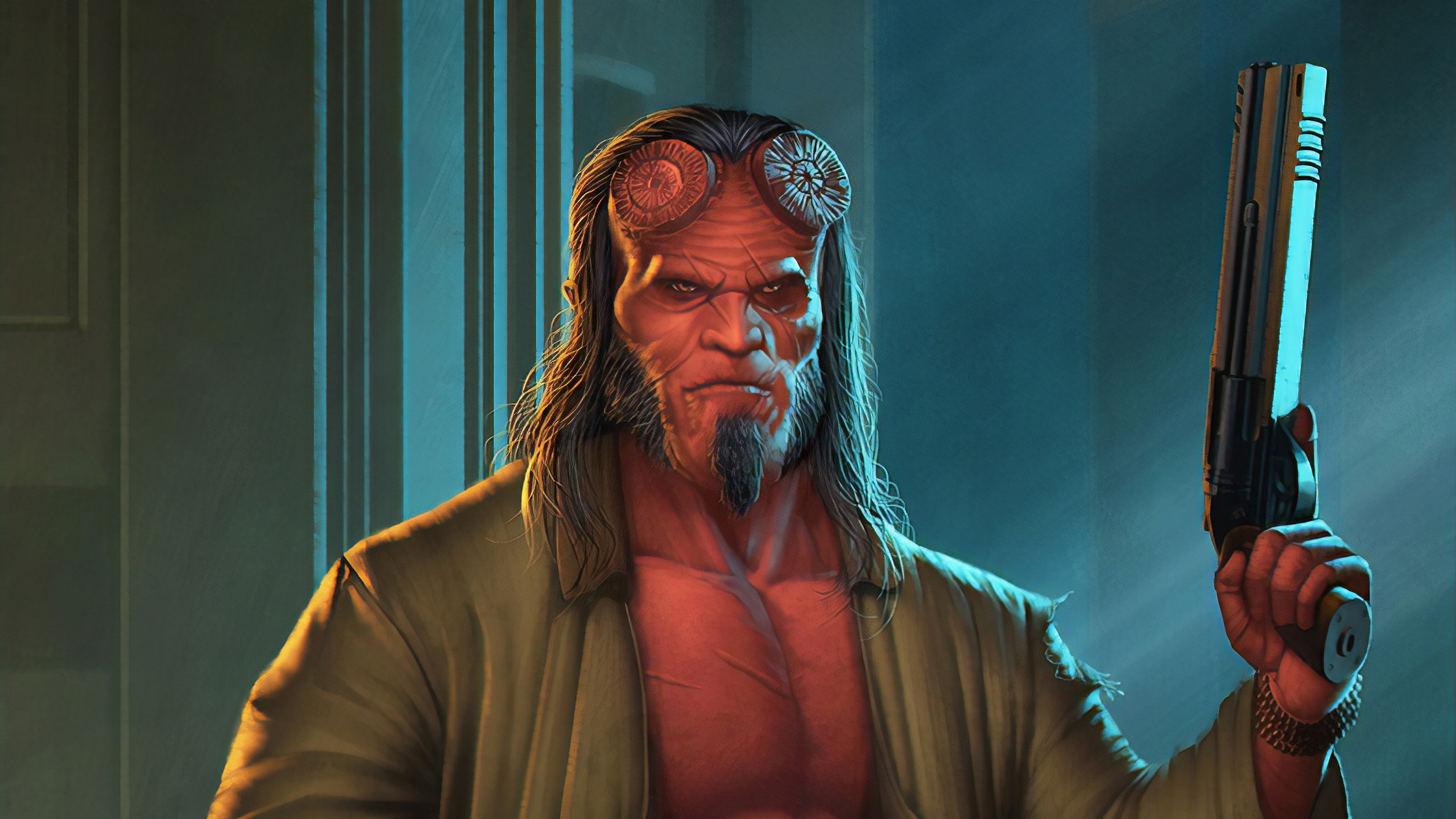 Man in Brown Long Sleeve Shirt Wearing Brown and White Floral Headdress. Wallpaper in 2560x1440 Resolution