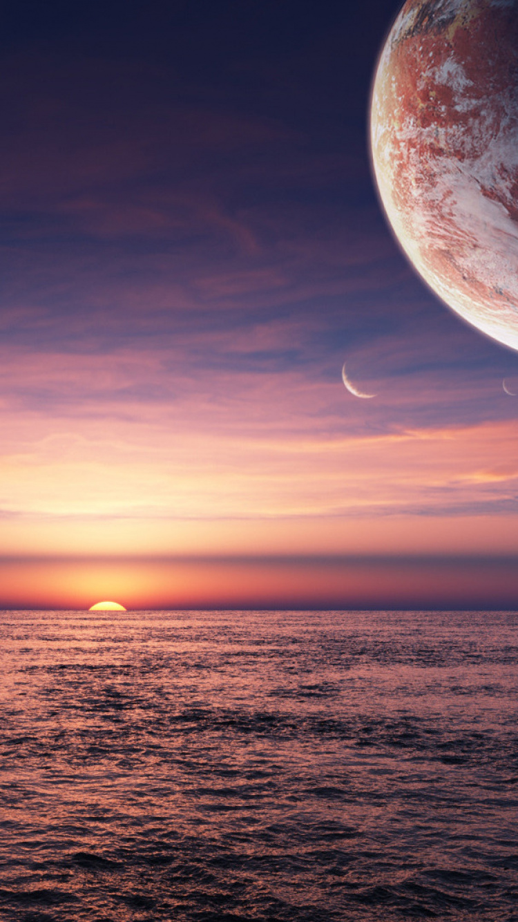 Body of Water During Sunset. Wallpaper in 750x1334 Resolution