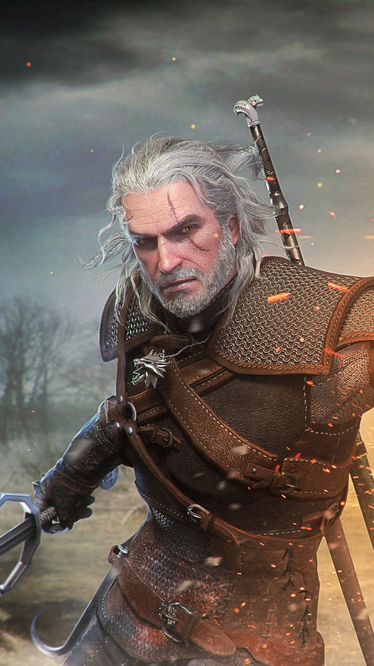 Geralt de Rivia, Soulcalibur 6, The Witcher, Ciri, Composición Digital. Wallpaper in 750x1334 Resolution