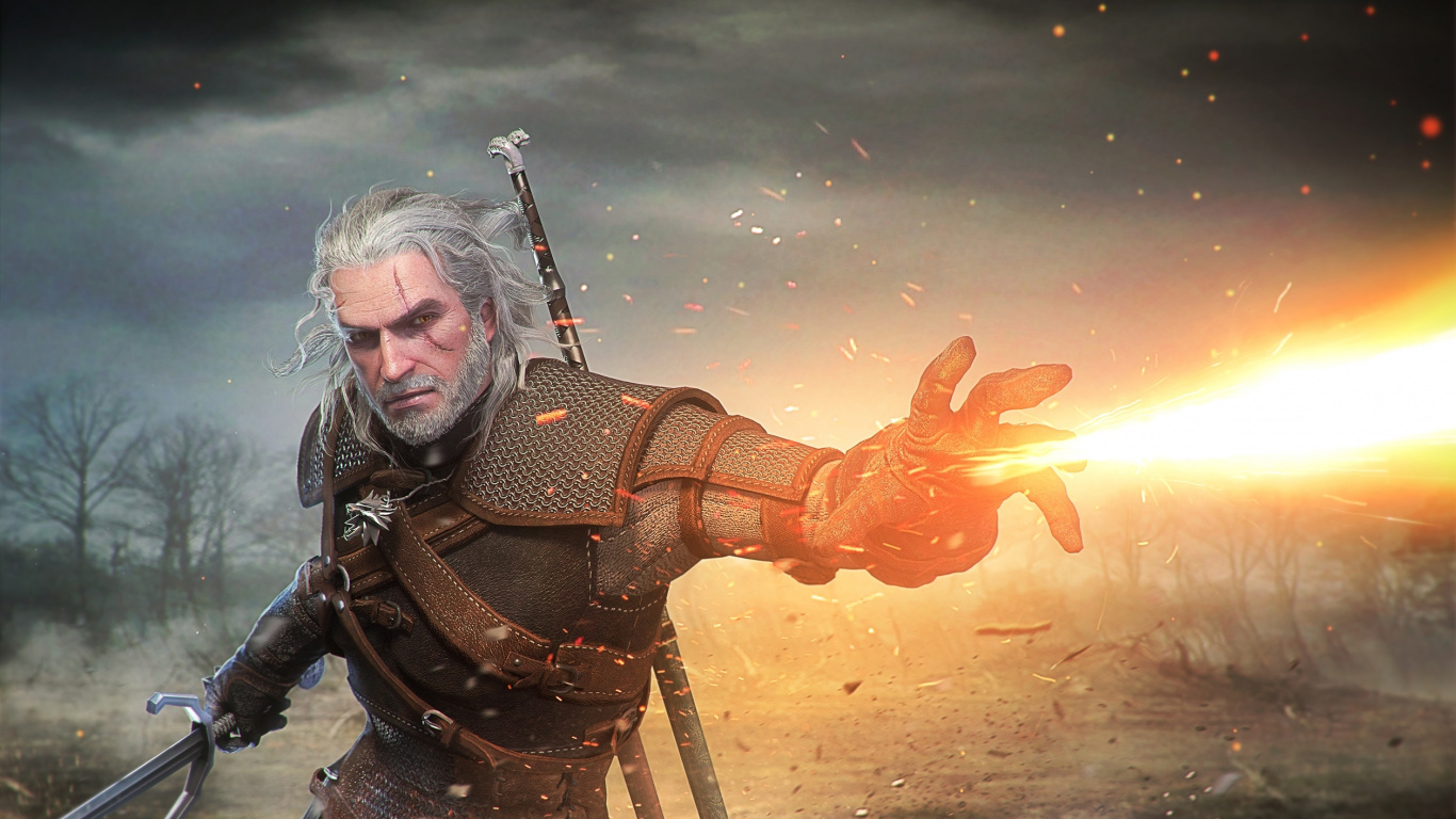 Geralt de Rivia, Soulcalibur 6, Witcher, Ciri, Composition Numérique. Wallpaper in 1366x768 Resolution
