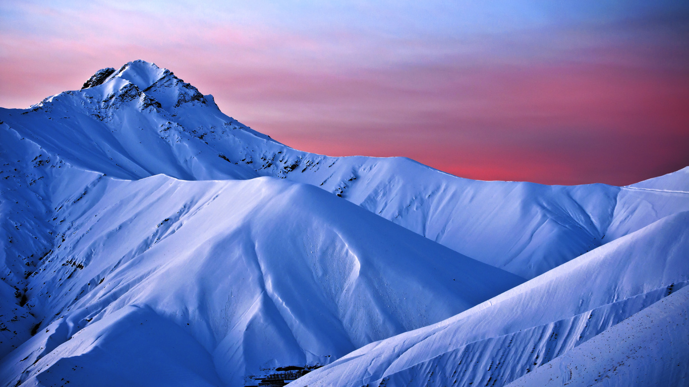 White Snow Covered Mountain During Daytime. Wallpaper in 1366x768 Resolution